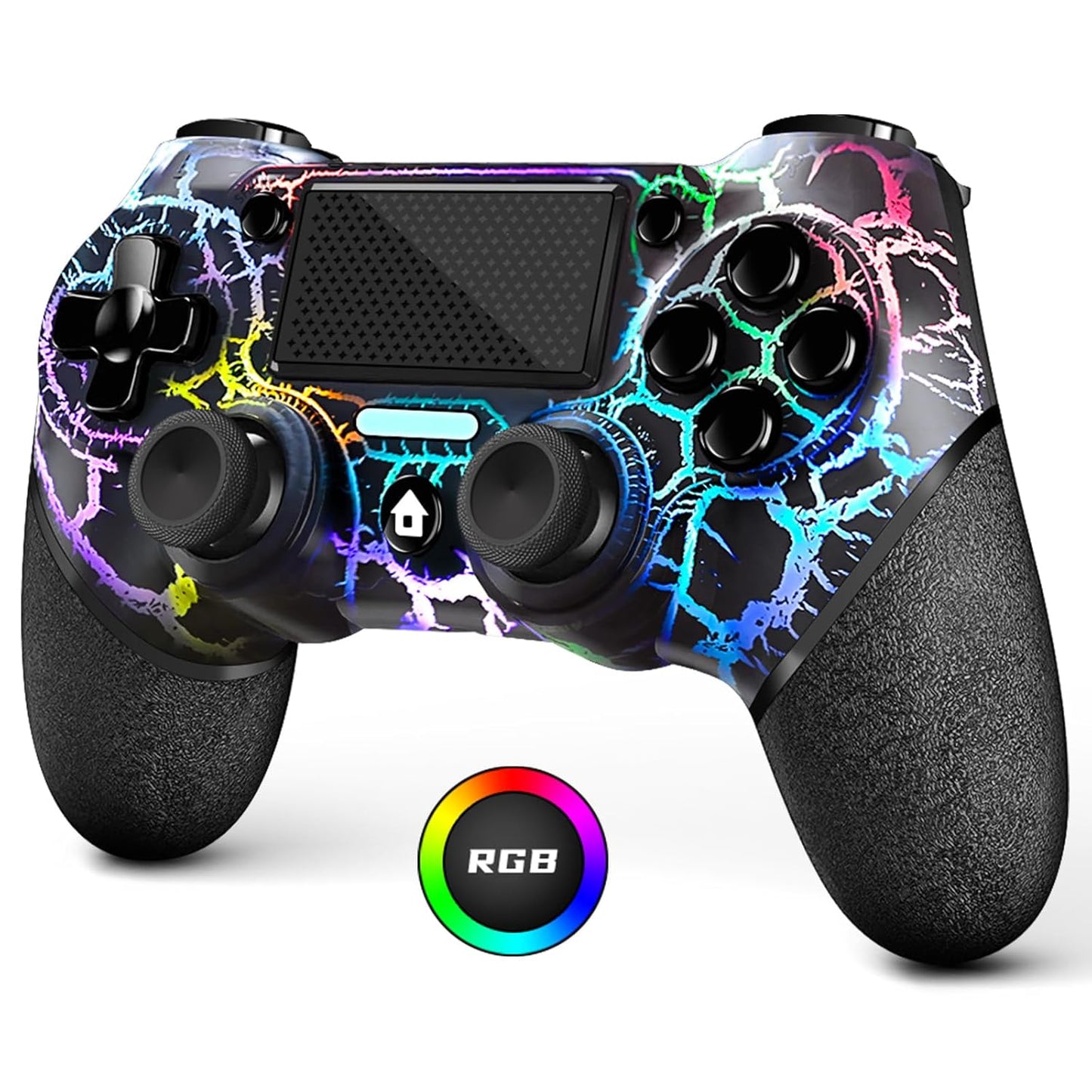 Acegamer Wireless Controller for PS4, Custom Design V2 Gamepad Joystick for PS4 with Non-Slip Grip of Both Sides and 3.5Mm Audio Jack! Thumb Caps Included! (Galaxy)