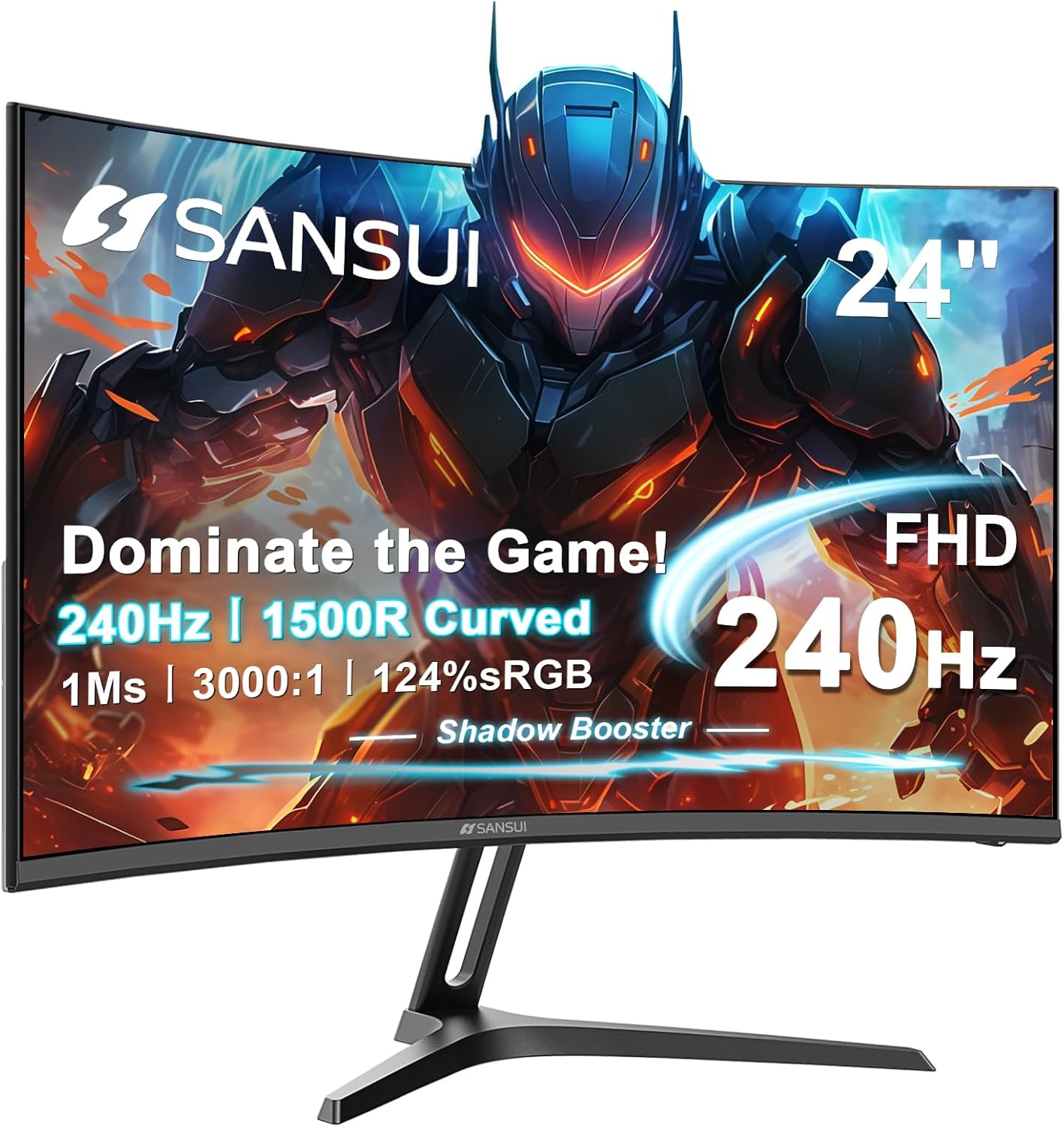 SANSUI 32-Inch Curved Gaming Monitor WQHD 2560 X 1440 180Hz Curved 1500R -Fast Va,1Ms(Od), HDR, 300Nits, Srgb 125%, DCI-P3 95%, Freesync, HDMI X2, Dp1.4X2(Dp Cable Included)