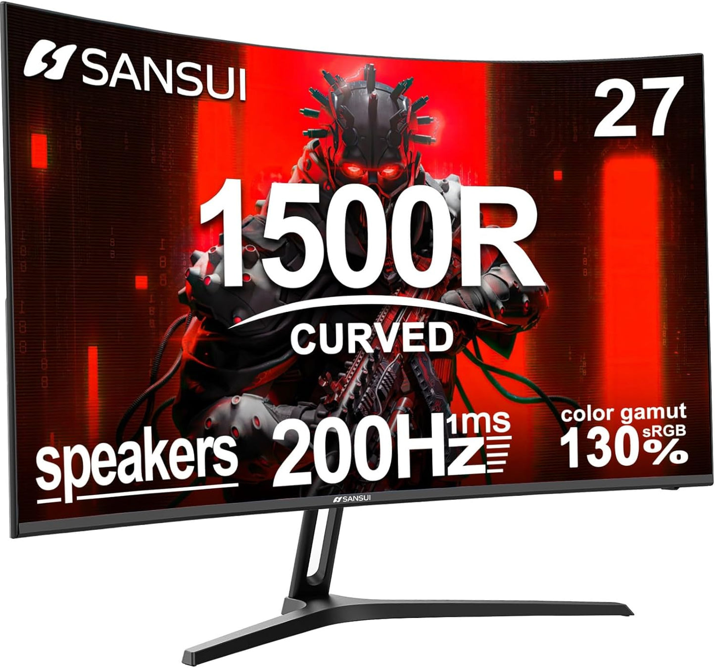 SANSUI 32-Inch Curved Gaming Monitor WQHD 2560 X 1440 180Hz Curved 1500R -Fast Va,1Ms(Od), HDR, 300Nits, Srgb 125%, DCI-P3 95%, Freesync, HDMI X2, Dp1.4X2(Dp Cable Included)