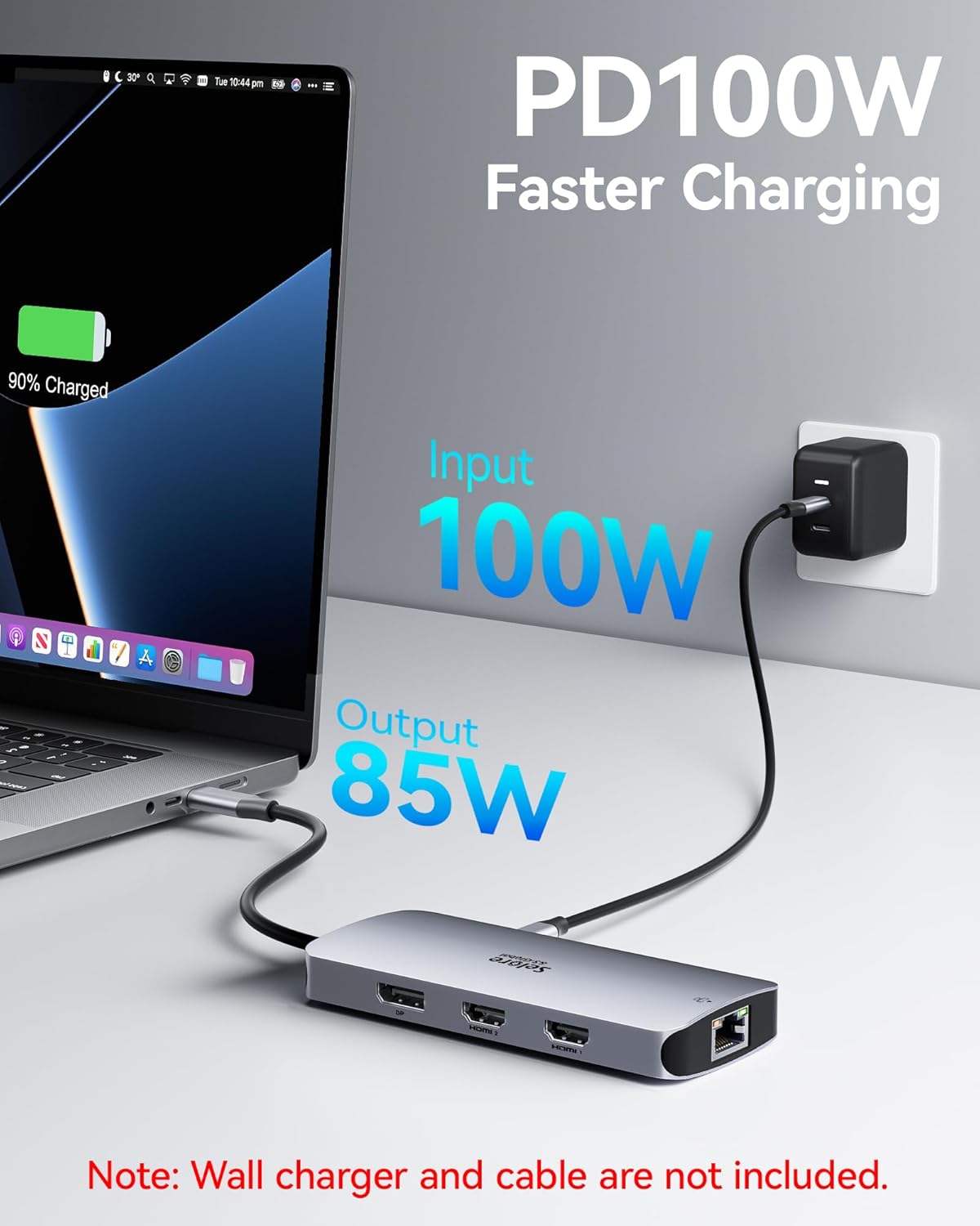 USB C Docking Station Dual Monitor, Selore Docking Station 3 Monitors Triple 4K Display with 2 HDMI, Displayport, 1Gbps Ethernet, 100W PD Charging, USB 3.0 Ports Adapter for Dell, HP, Lenovo,Etc