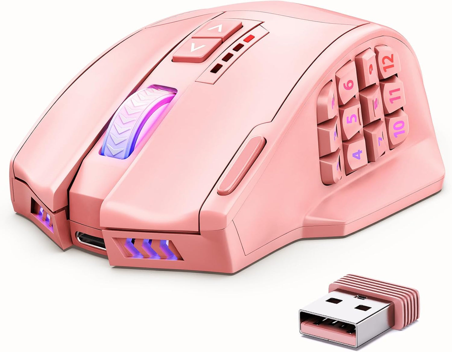 Utechsmart Venus Pro RGB Wireless MMO Gaming Mouse, 16,000 DPI Optical Sensor, 2.4 Ghz Transmission Technology, Ergonomic Design, 16M Chroma RGB Lighting, 16 Programmable Buttons, up to 70 Hours