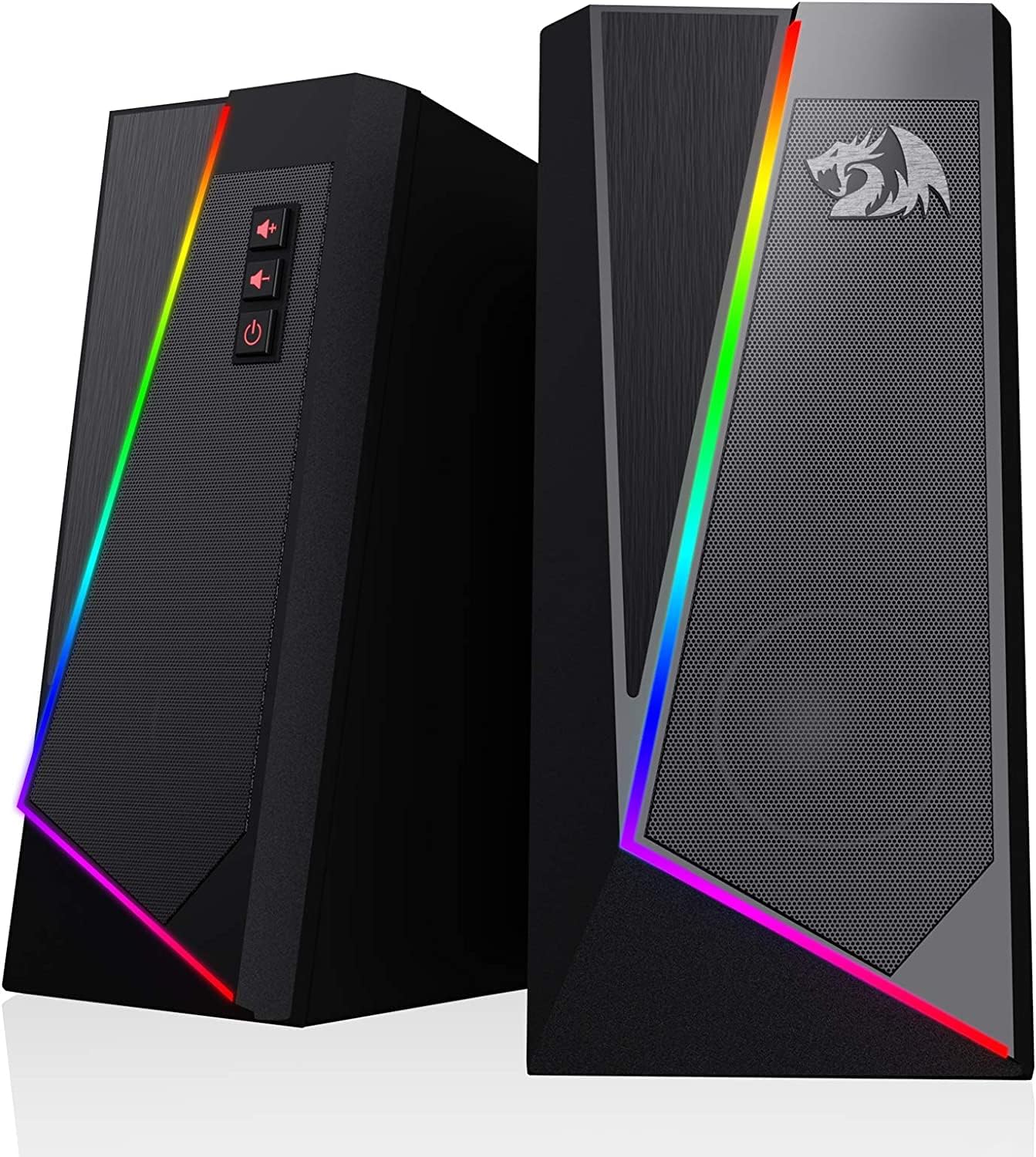 Redragon GS520 RGB Desktop Speakers, 2.0 Channel PC Computer Stereo Speaker with 6 Colorful LED Modes, Enhanced Sound and Easy-Access Volume Control, USB Powered W/ 3.5Mm Cable