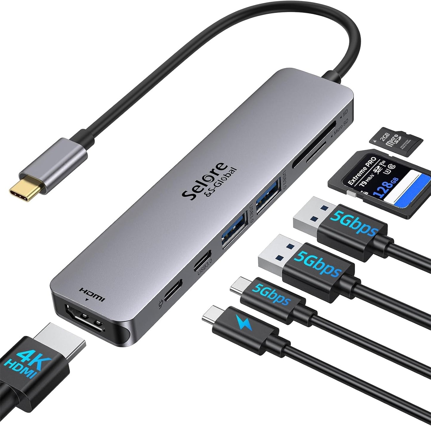 USB C Docking Station Dual Monitor Adapter, Selore Laptop Docking Station 3 Monitors Quad Display with 2 HDMI, DP, VGA, Ethernet, 3 USB A&C 3.0, 100W PD, USB C Hub Dongle for DELL, HP and More