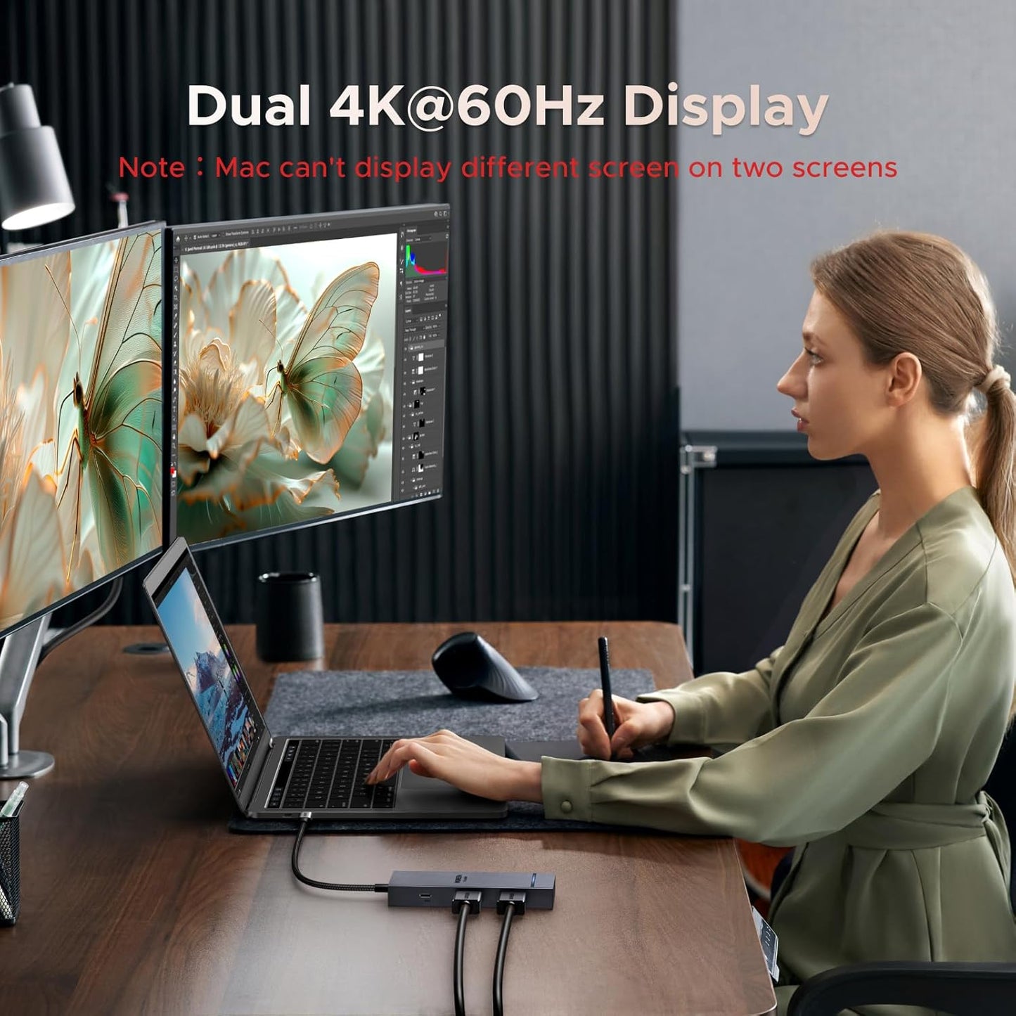 UGREEN 7-In-1 Docking Station Dual Monitor, USB C Hub Dual 4K@60Hz HDMI Display, 10Gbps USB-A/C Data Ports, 100W PD, Aluminum Revodok Pro Laptop Docking Station for HP, Thinkpad, Dell and More Laptop