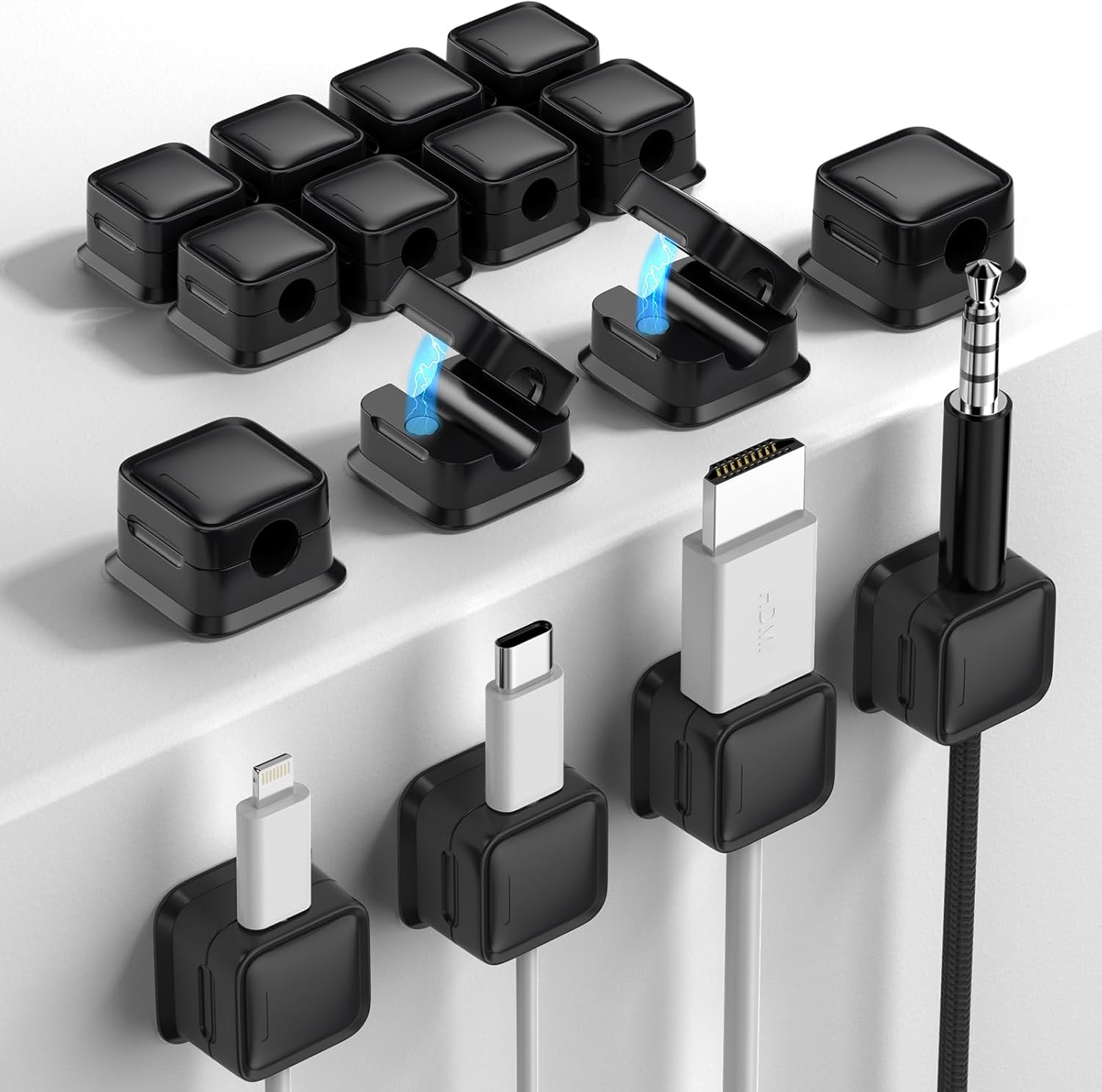 8 Pack Cord Organizer Holder,Costop Strong Adhesive under Desk Cable Management,Magnetic Cable Clips,Wire Holder Keeper Organizer Neatly for Home,Office,Car,Desk,Nightstand,Desktop