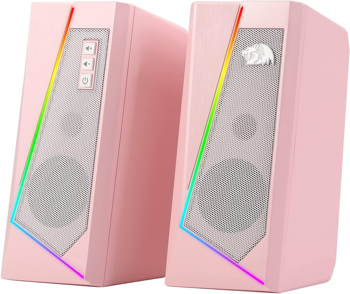 Redragon GS520 RGB Desktop Speakers, 2.0 Channel PC Computer Stereo Speaker with 6 Colorful LED Modes, Enhanced Sound and Easy-Access Volume Control, USB Powered W/ 3.5Mm Cable
