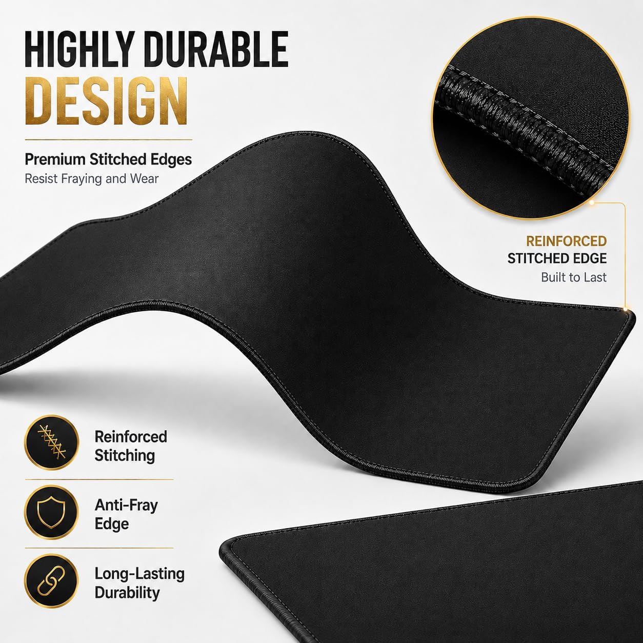 KTRIO Large Gaming Mouse Pad Desk Mat for Gamer, 31.5" X 11.8", Black | Superior Micro-Weave Cloth for Precise Control, Non-Slip Rubber Base, Durable Stitched Edges, Water-Resistant Coating