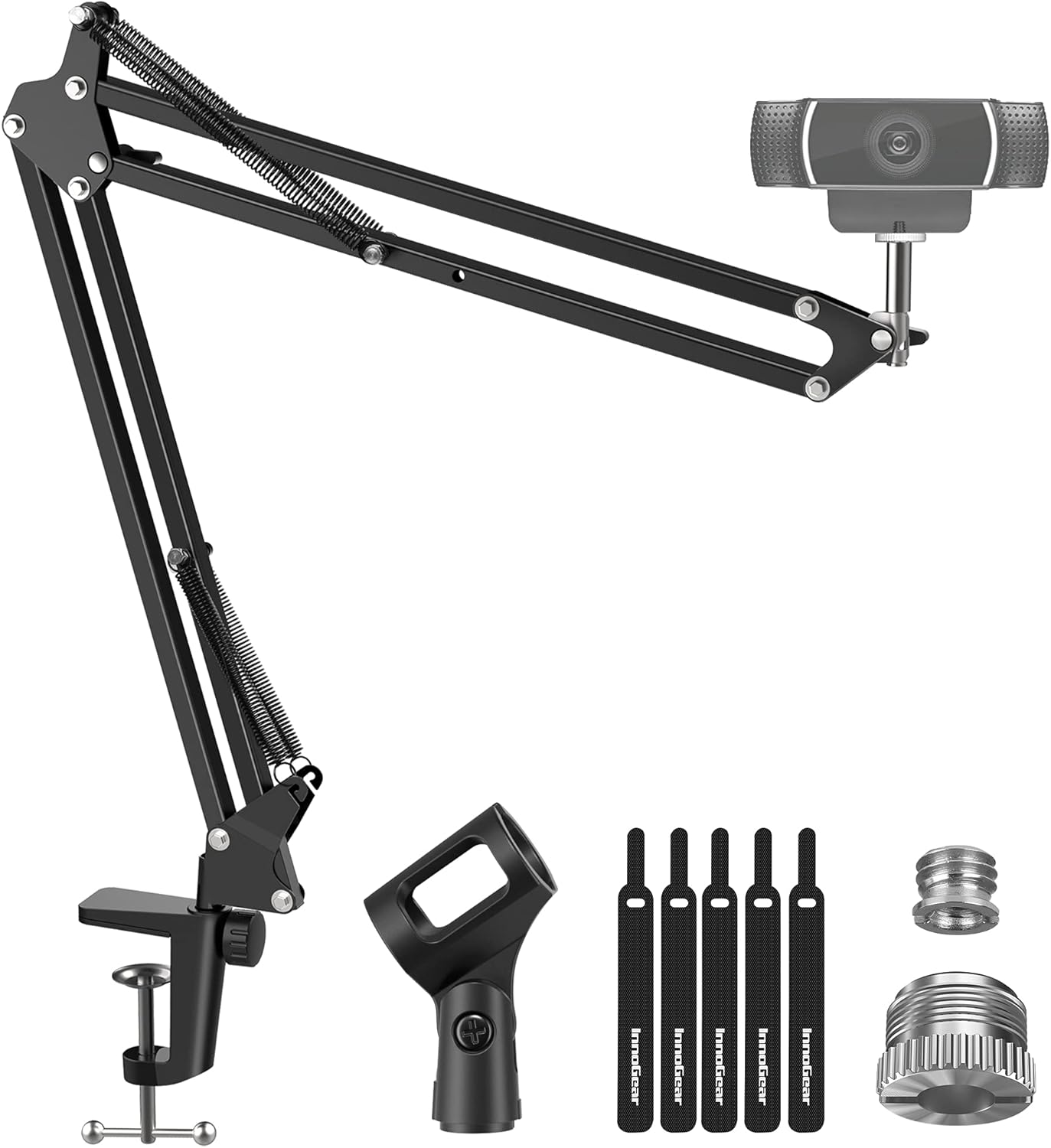 Innogear Webcam Stand for Desk, Camera Stand Mount Gooseneck Arm for Logitech Webcam C922 C930E C920S C920 C615 C960 C920X BRIO 4K Nexigo N60, Phone Mount, Right Light, Gopro with 1/4" Thread