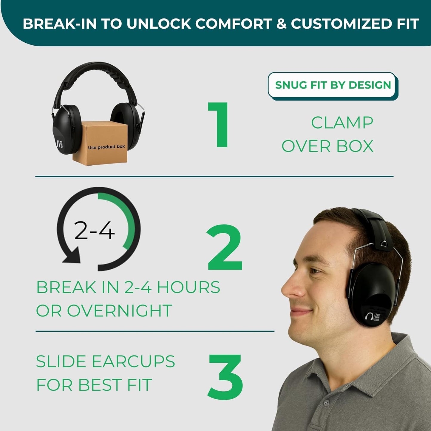 Pro for Sho 34Db NRR Hearing Protection Ear Muffs – Highest NRR Compact Design Ear Protection for Loud Events & Sensory Use
