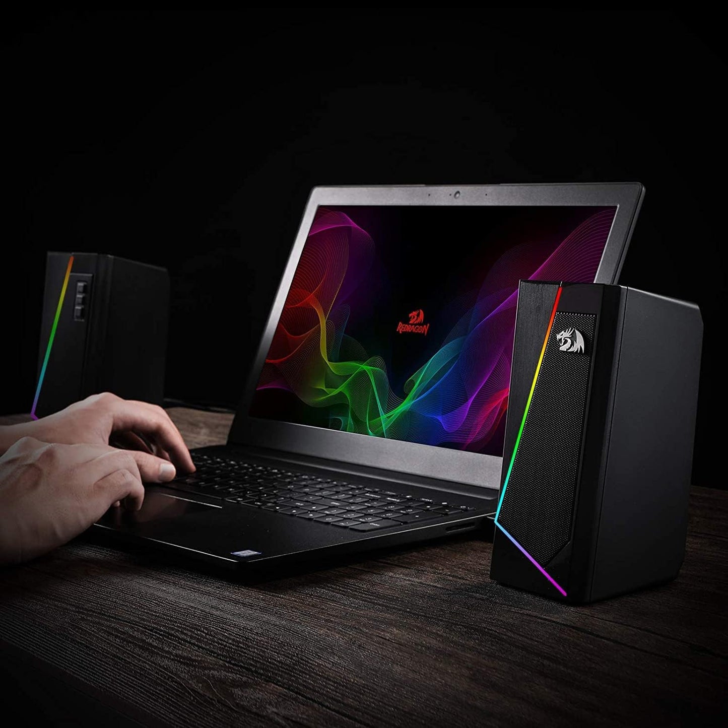 Redragon GS520 RGB Desktop Speakers, 2.0 Channel PC Computer Stereo Speaker with 6 Colorful LED Modes, Enhanced Sound and Easy-Access Volume Control, USB Powered W/ 3.5Mm Cable