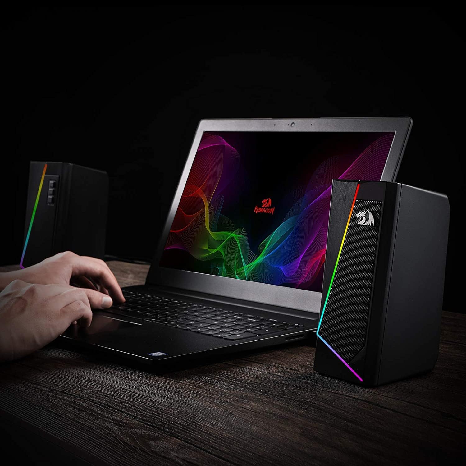 Redragon GS520 RGB Desktop Speakers, 2.0 Channel PC Computer Stereo Speaker with 6 Colorful LED Modes, Enhanced Sound and Easy-Access Volume Control, USB Powered W/ 3.5Mm Cable