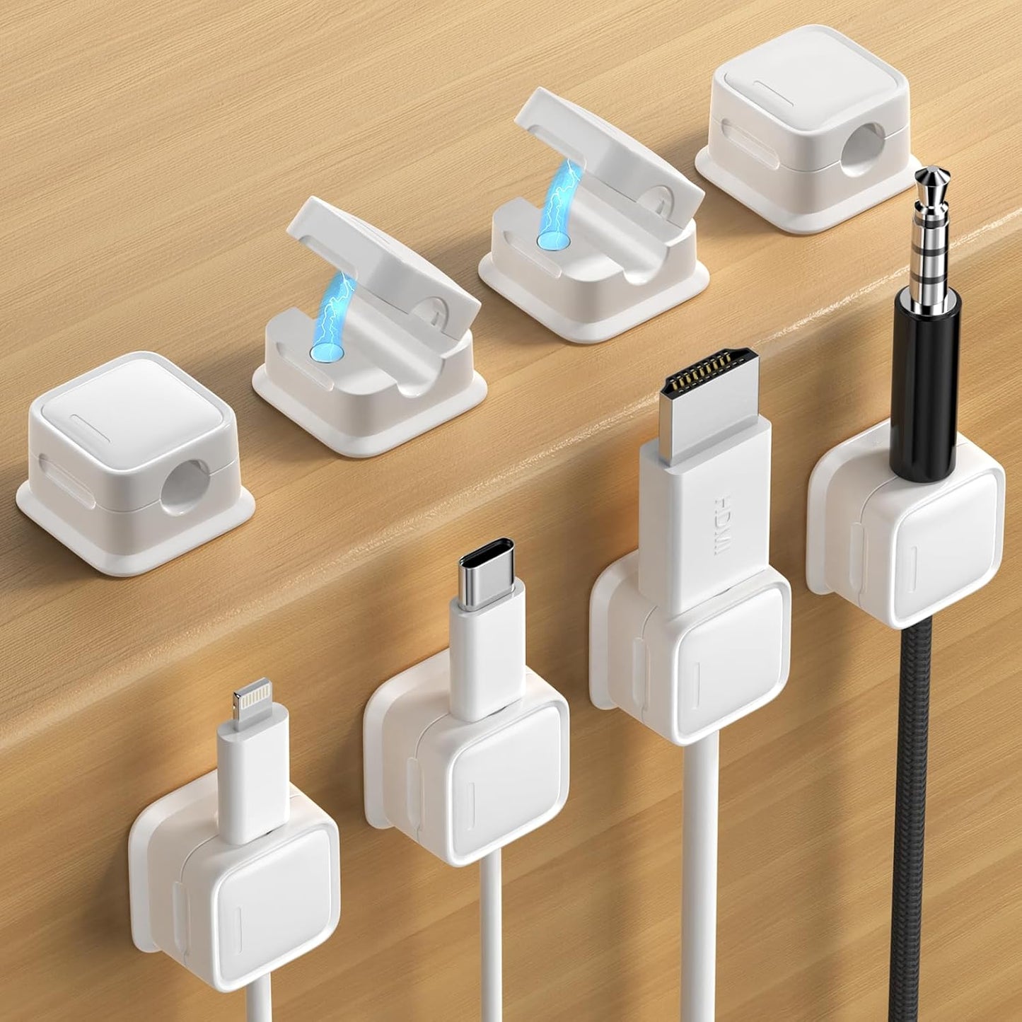 8 Pack Cord Organizer Holder,Costop Strong Adhesive under Desk Cable Management,Magnetic Cable Clips,Wire Holder Keeper Organizer Neatly for Home,Office,Car,Desk,Nightstand,Desktop