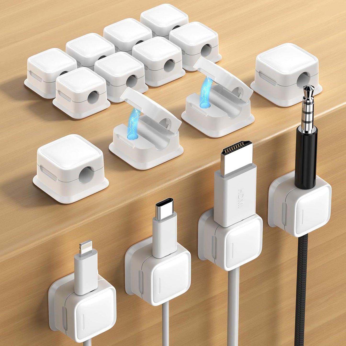 8 Pack Cord Organizer Holder,Costop Strong Adhesive under Desk Cable Management,Magnetic Cable Clips,Wire Holder Keeper Organizer Neatly for Home,Office,Car,Desk,Nightstand,Desktop