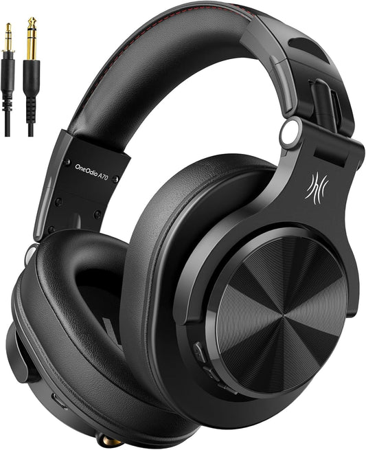 Oneodio A70 Bluetooth over Ear Headphones, Wireless Headphones with 72H Playtime, Hi-Res, Built-In Mic, 3.5Mm/6.35Mm Wired Audio Jack for Studio Monitor & Mixing DJ Guitar AMP, Computer PC Gaming