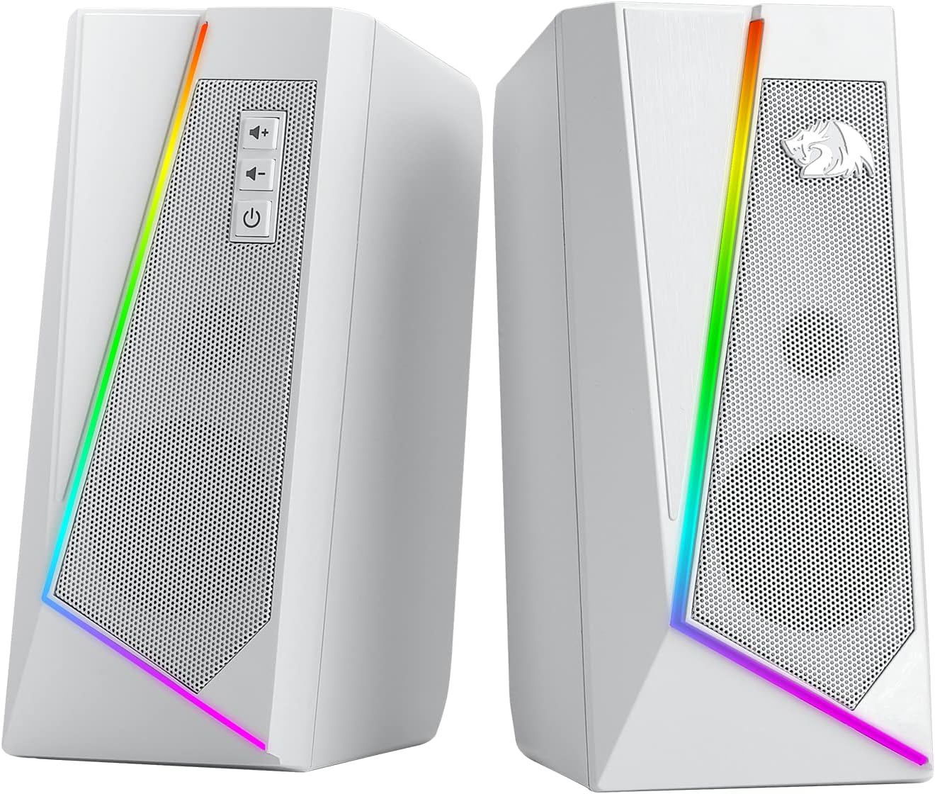 Redragon GS520 RGB Desktop Speakers, 2.0 Channel PC Computer Stereo Speaker with 6 Colorful LED Modes, Enhanced Sound and Easy-Access Volume Control, USB Powered W/ 3.5Mm Cable