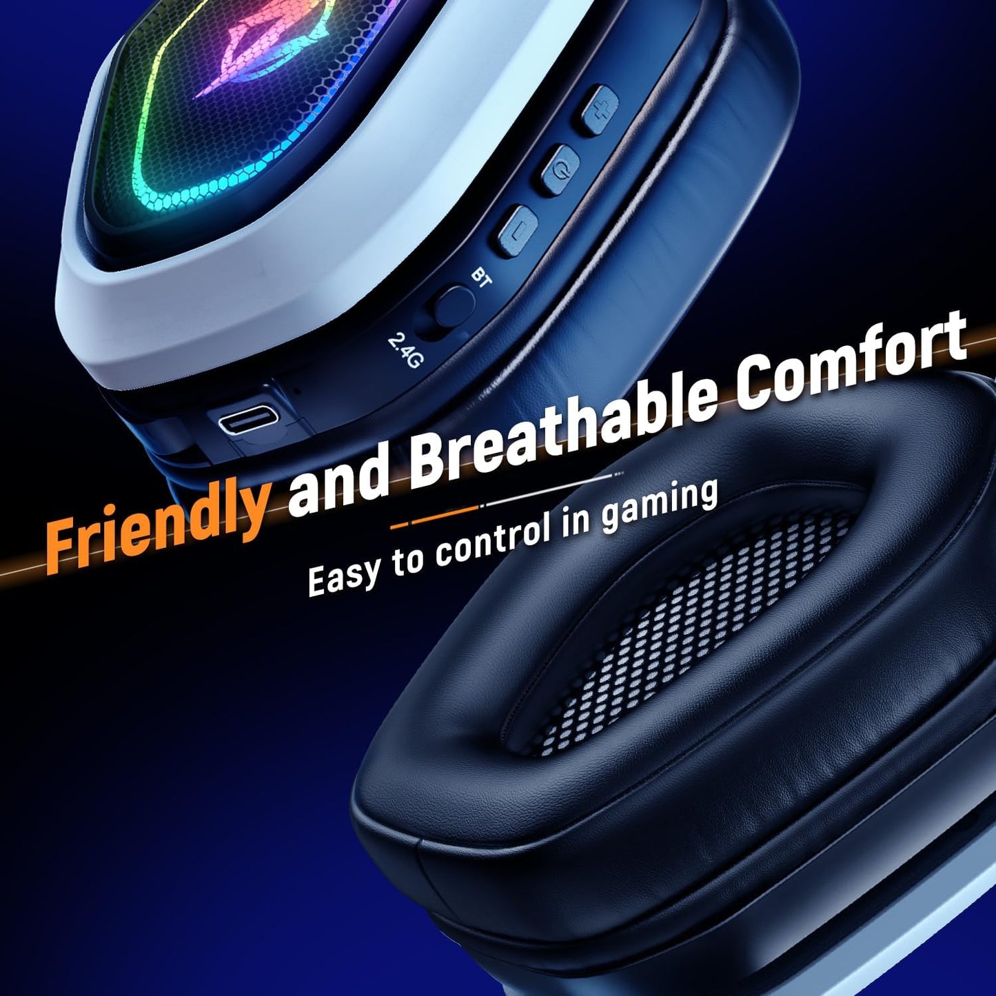 Ozeino 2.4Ghz Wireless Gaming Headset for PC, Ps5, Ps4 - Lossless Audio USB & Type-C Ultra Stable Gaming Headphones with Flip Microphone, 40-Hr Battery Gamer Headset for Switch, Laptop, Mobile, Mac