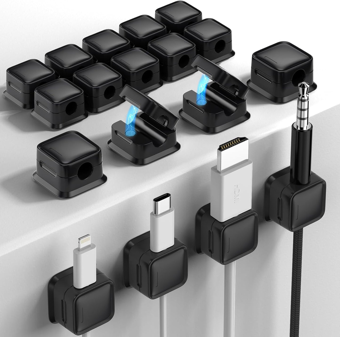 8 Pack Cord Organizer Holder,Costop Strong Adhesive under Desk Cable Management,Magnetic Cable Clips,Wire Holder Keeper Organizer Neatly for Home,Office,Car,Desk,Nightstand,Desktop