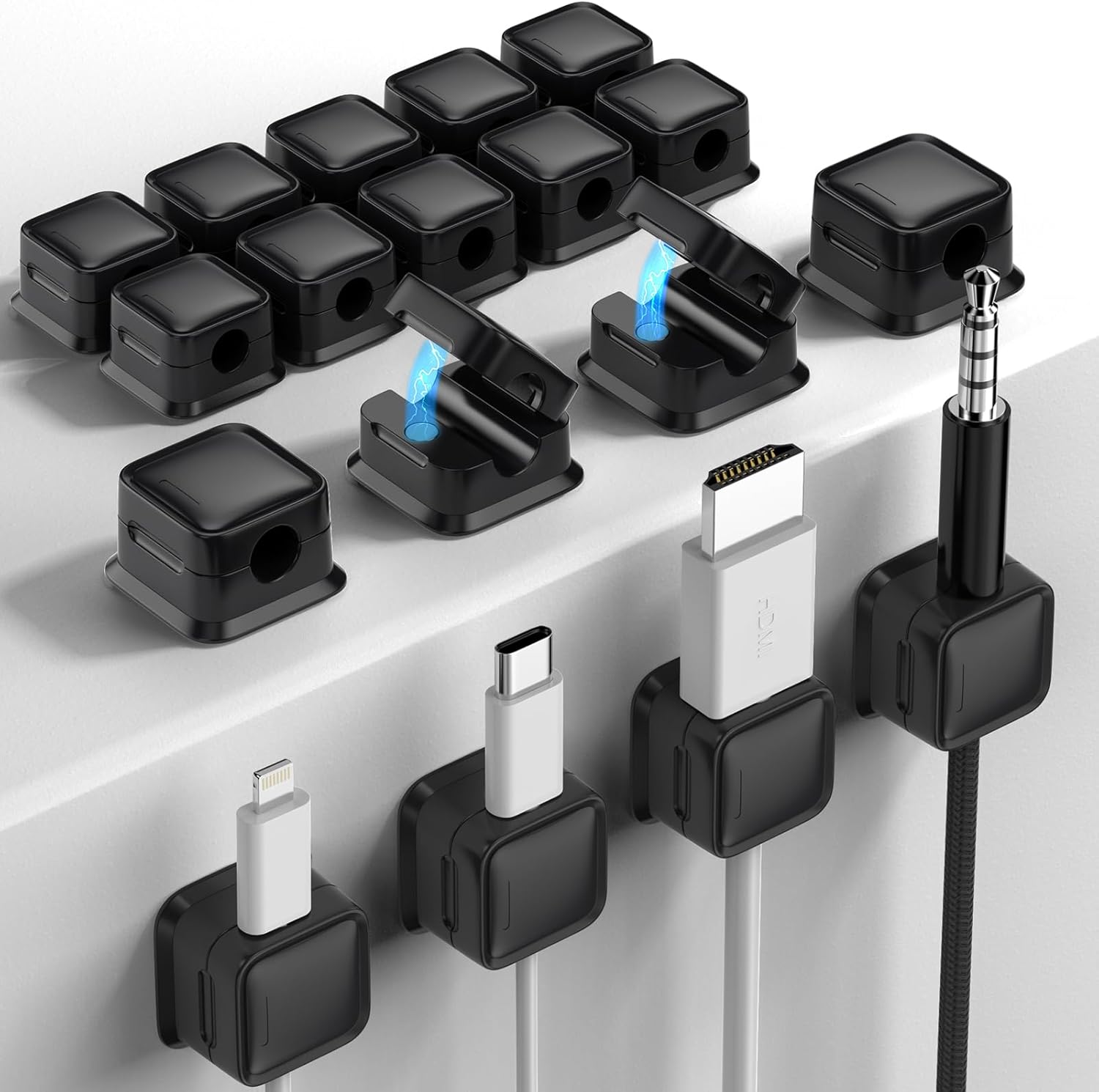 8 Pack Cord Organizer Holder,Costop Strong Adhesive under Desk Cable Management,Magnetic Cable Clips,Wire Holder Keeper Organizer Neatly for Home,Office,Car,Desk,Nightstand,Desktop