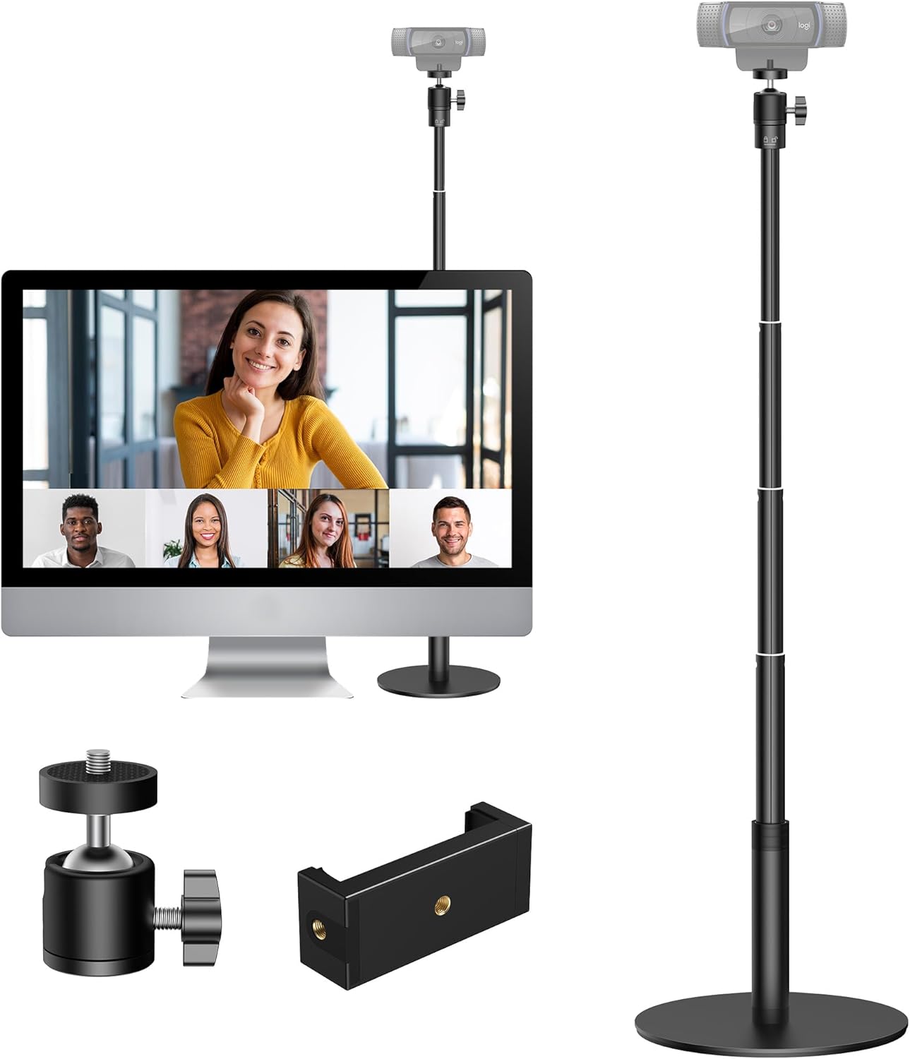 Innogear Webcam Stand for Desk, Camera Stand Mount Gooseneck Arm for Logitech Webcam C922 C930E C920S C920 C615 C960 C920X BRIO 4K Nexigo N60, Phone Mount, Right Light, Gopro with 1/4" Thread