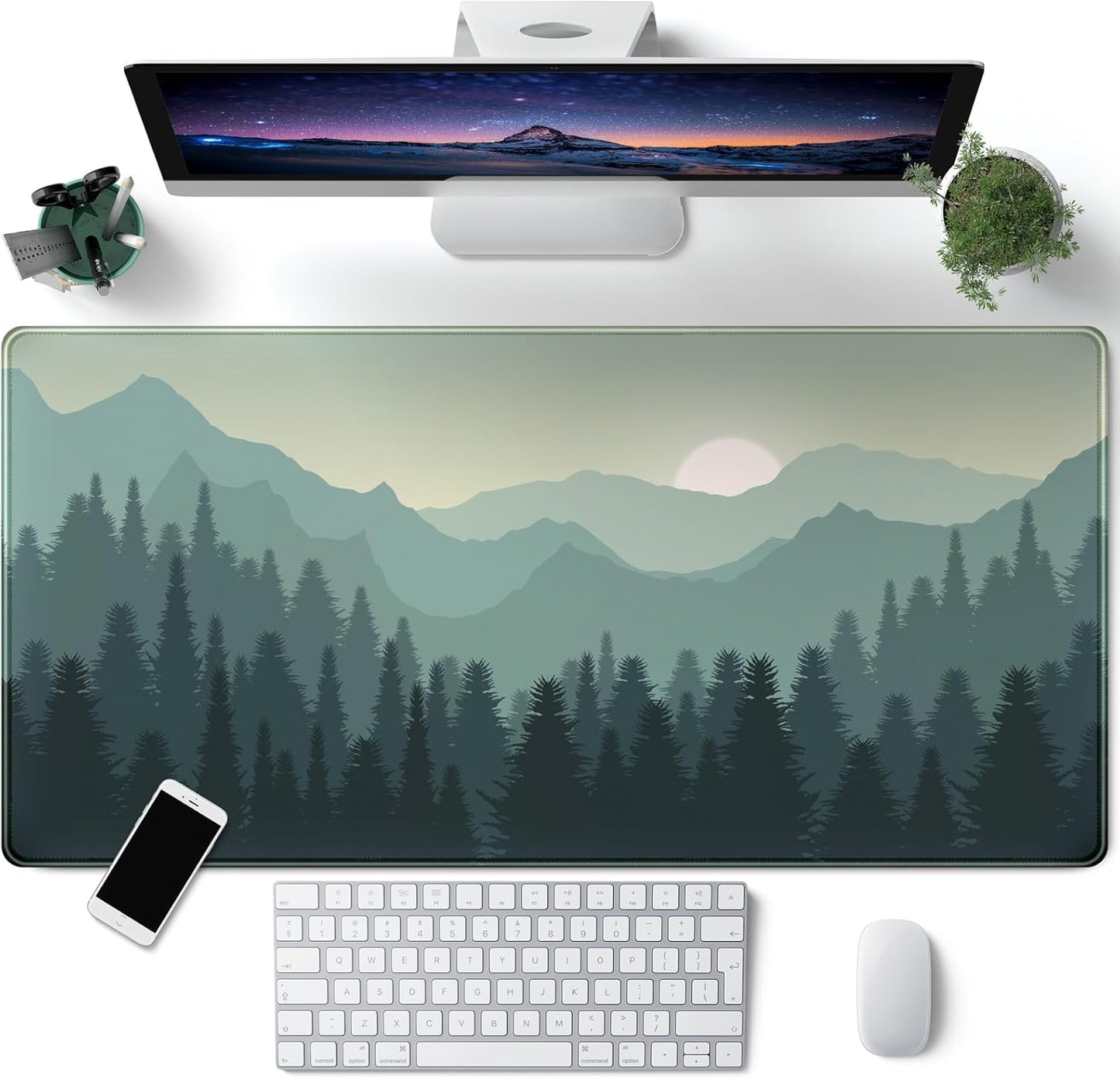 Japanese Desk Mat Riverside Full Moon Desk Pad Black Red Large Mouse Pad Gaming Mousepad Extended XXL Keyboard Pad 31.5 X 15.7 in Laptop Computer Mouse Keyboard Mat for Office Desk Decor