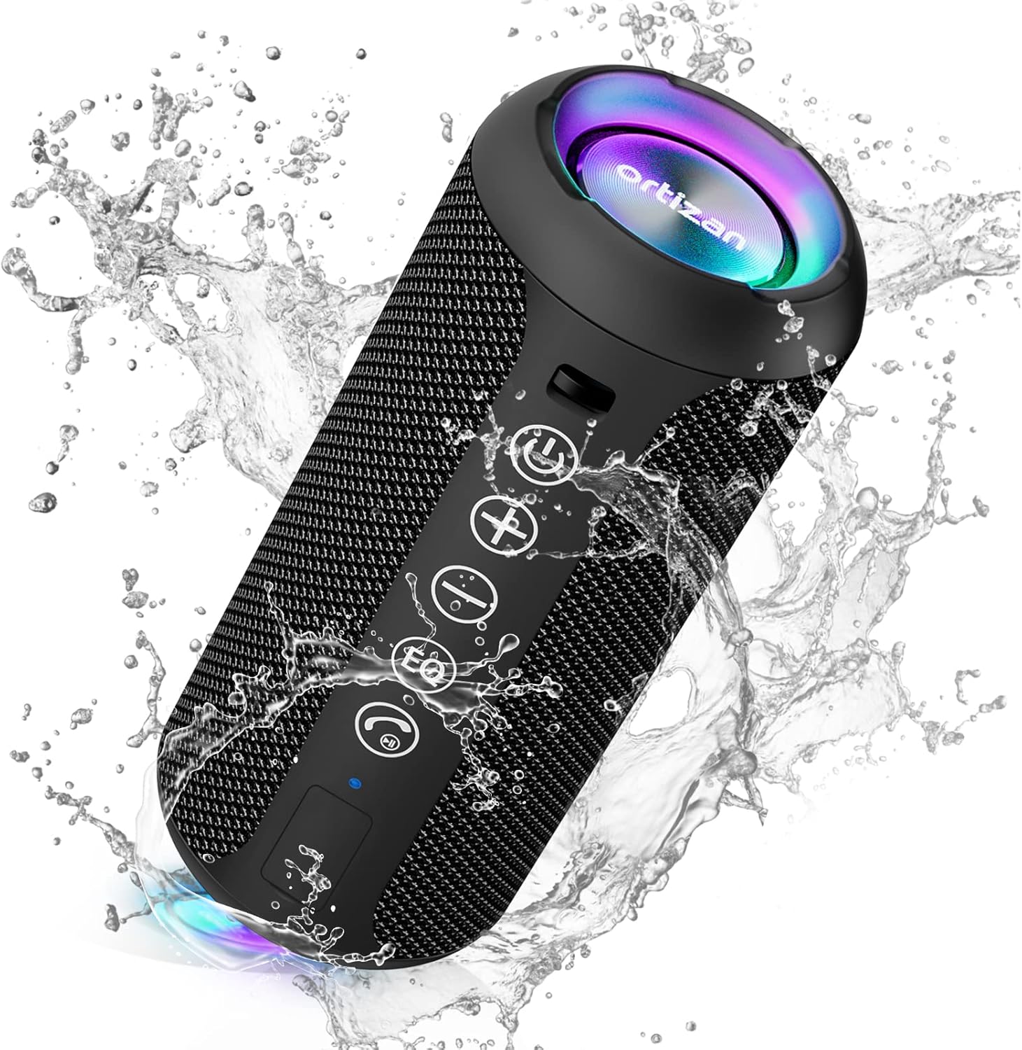 Ortizan Portable Bluetooth Speaker (1St Gen), IPX7 Waterproof, Wireless, Big Sound and Deep Bass, TWS Pairing, 30Hrs of Playtime, for Home/Party/Outdoor/Beach, Birthday Gifts for Men Women - Black
