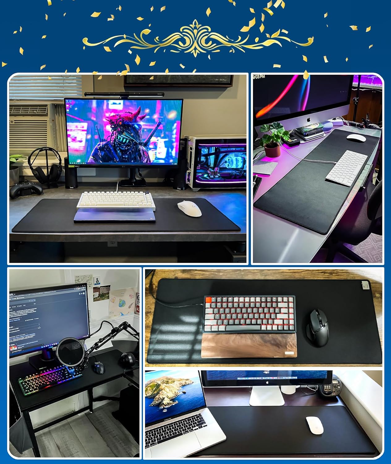 KTRIO Large Gaming Mouse Pad Desk Mat for Gamer, 31.5" X 11.8", Black | Superior Micro-Weave Cloth for Precise Control, Non-Slip Rubber Base, Durable Stitched Edges, Water-Resistant Coating