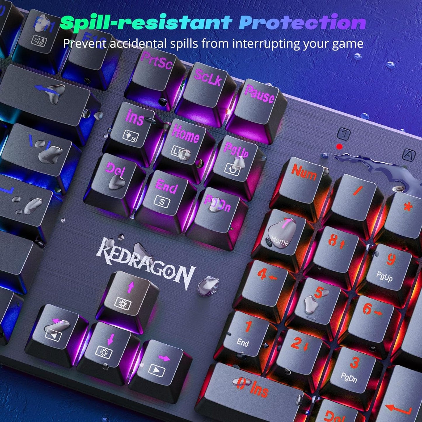 Redragon Mechanical Gaming Keyboard Wired, 11 Programmable Backlit Modes, Hot-Swappable Red Switch, Anti-Ghosting, Double-Shot PBT Keycaps, Light up Keyboard for PC Mac