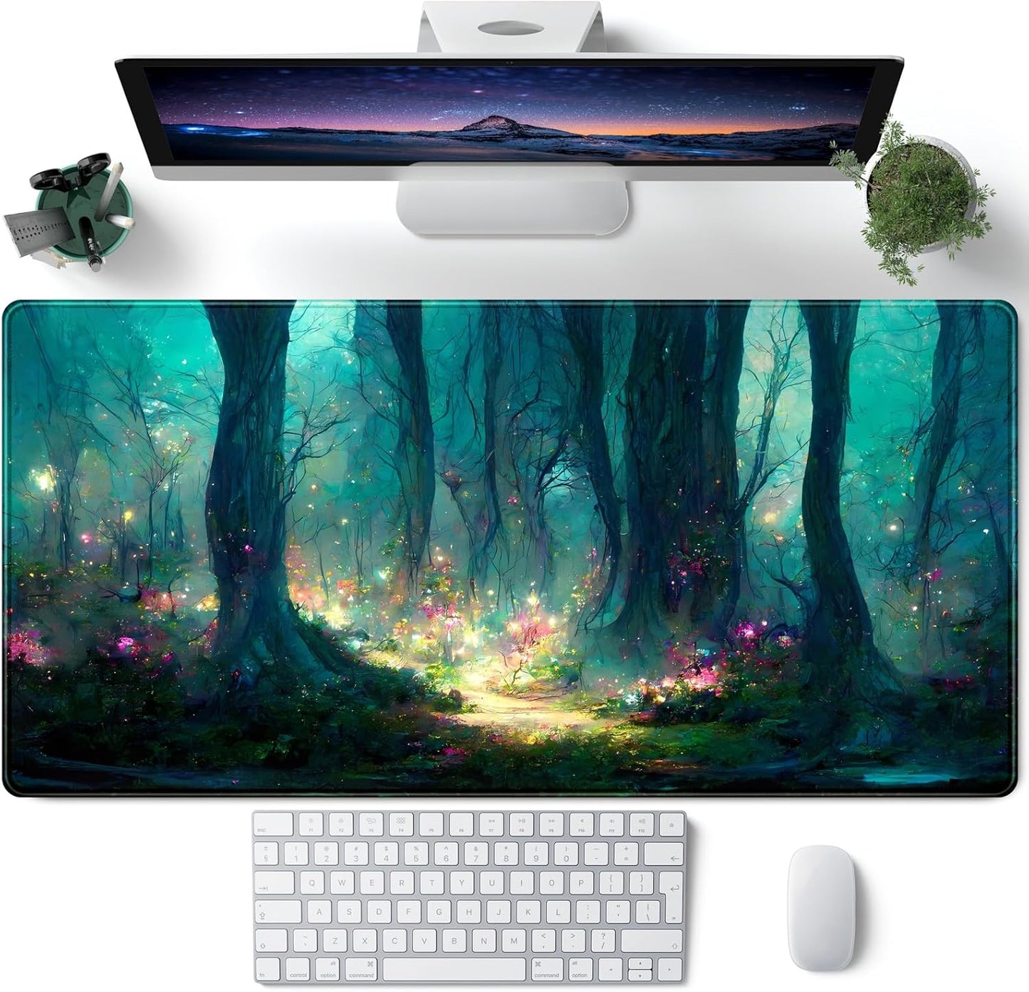 Japanese Desk Mat Riverside Full Moon Desk Pad Black Red Large Mouse Pad Gaming Mousepad Extended XXL Keyboard Pad 31.5 X 15.7 in Laptop Computer Mouse Keyboard Mat for Office Desk Decor