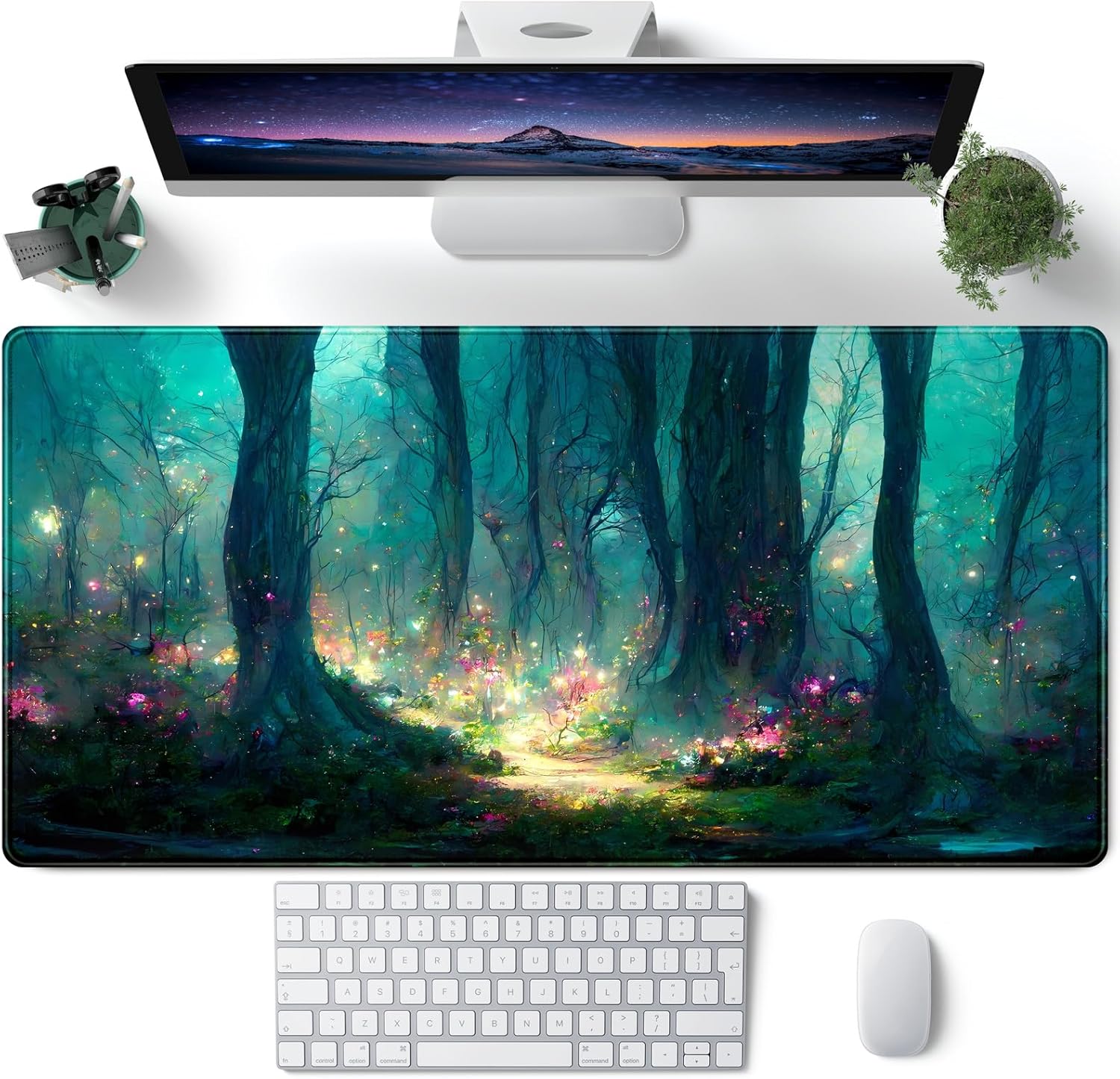Japanese Desk Mat Riverside Full Moon Desk Pad Black Red Large Mouse Pad Gaming Mousepad Extended XXL Keyboard Pad 31.5 X 15.7 in Laptop Computer Mouse Keyboard Mat for Office Desk Decor