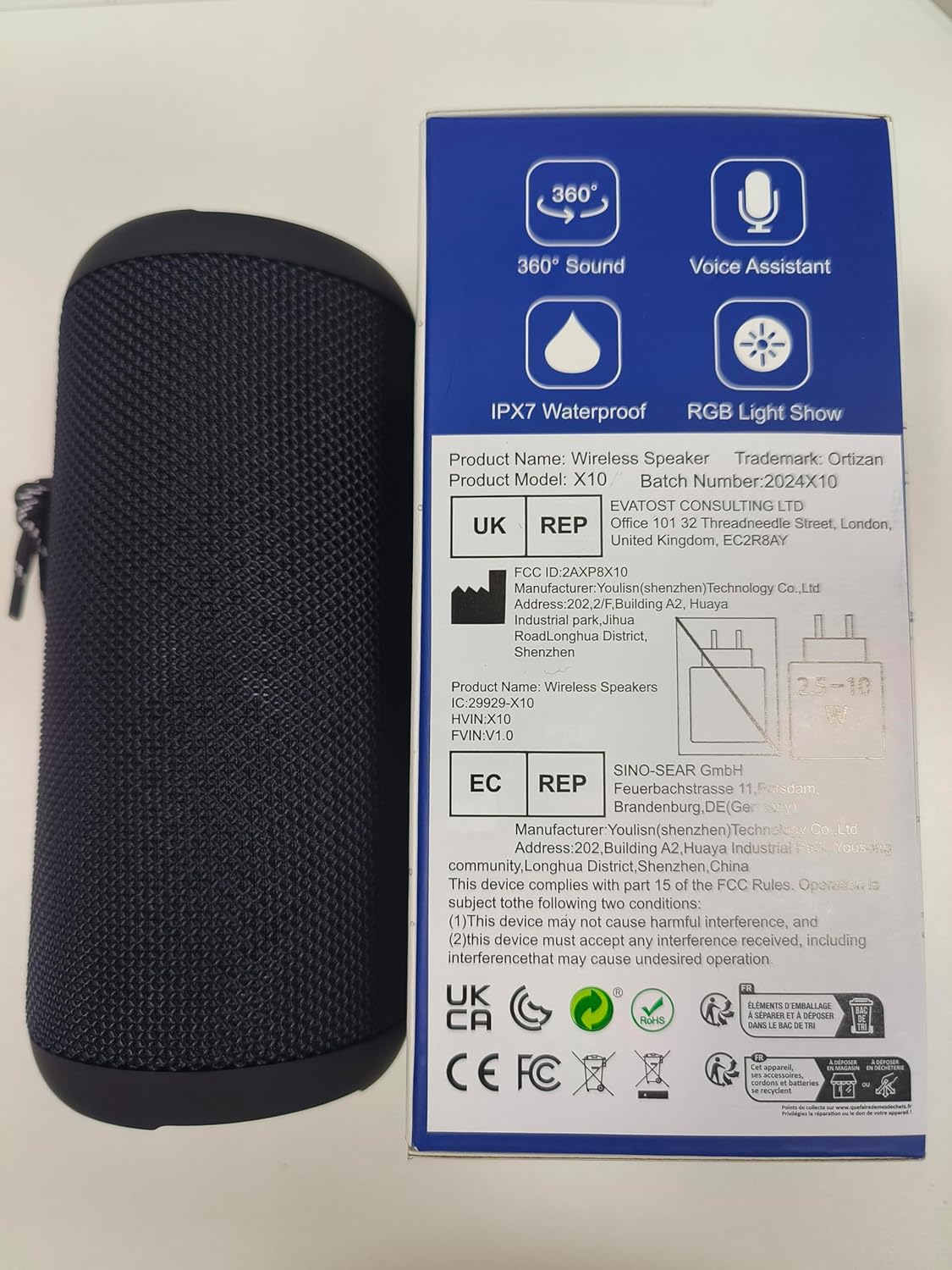 Ortizan Portable Bluetooth Speaker (1St Gen), IPX7 Waterproof, Wireless, Big Sound and Deep Bass, TWS Pairing, 30Hrs of Playtime, for Home/Party/Outdoor/Beach, Birthday Gifts for Men Women - Black