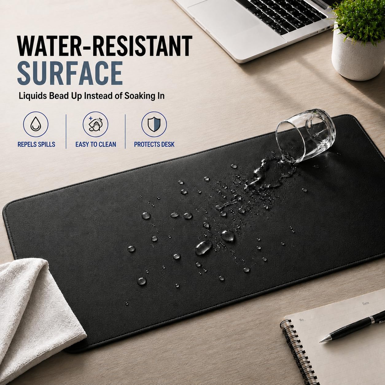 KTRIO Large Gaming Mouse Pad Desk Mat for Gamer, 31.5" X 11.8", Black | Superior Micro-Weave Cloth for Precise Control, Non-Slip Rubber Base, Durable Stitched Edges, Water-Resistant Coating