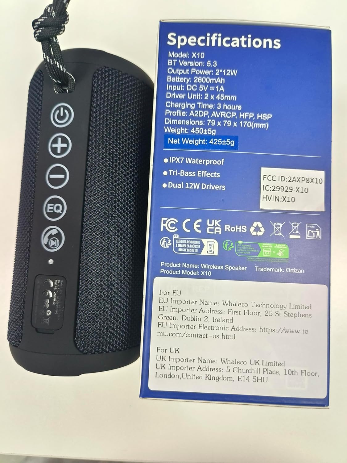 Ortizan Portable Bluetooth Speaker (1St Gen), IPX7 Waterproof, Wireless, Big Sound and Deep Bass, TWS Pairing, 30Hrs of Playtime, for Home/Party/Outdoor/Beach, Birthday Gifts for Men Women - Black