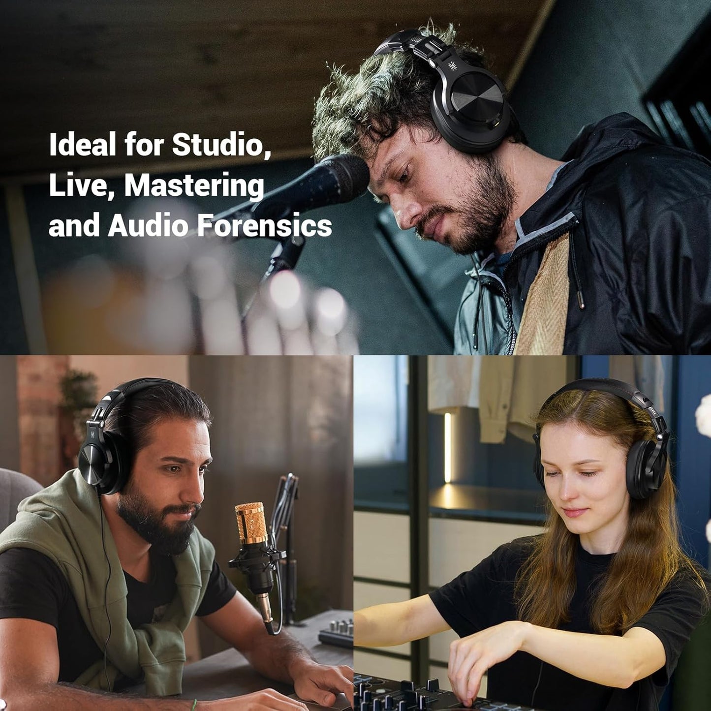 Oneodio A70 Bluetooth over Ear Headphones, Wireless Headphones with 72H Playtime, Hi-Res, Built-In Mic, 3.5Mm/6.35Mm Wired Audio Jack for Studio Monitor & Mixing DJ Guitar AMP, Computer PC Gaming