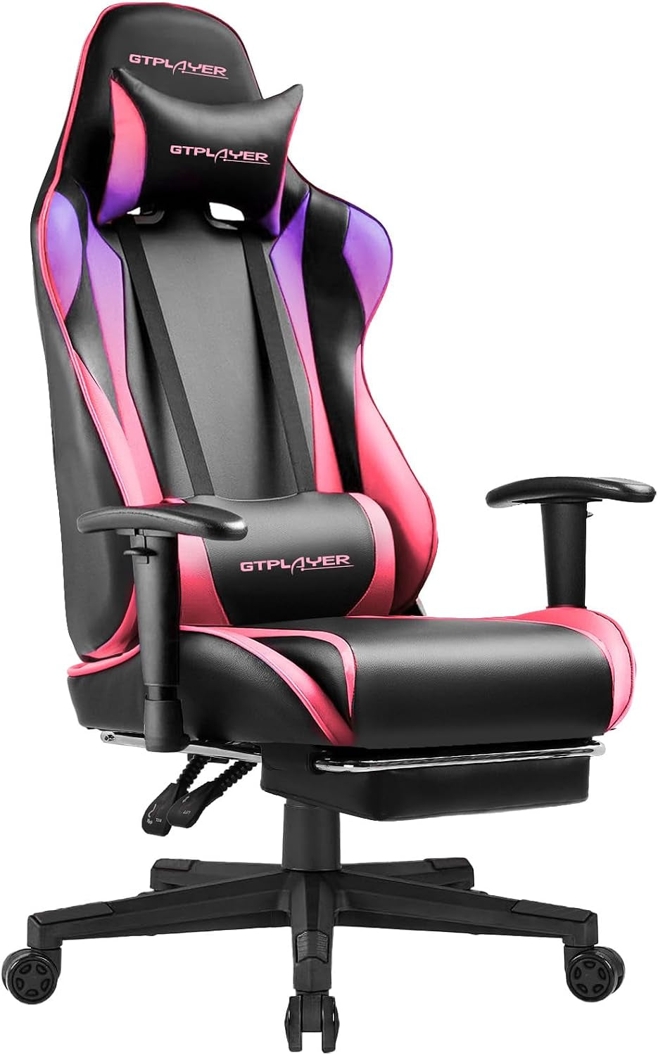 GTPLAYER Gaming Chair with Footrest, Ergonomic Computer Game Desk Chair, Reclining Gamer Chair Seat Height Adjustment, Swivel Rocker with Headrest and Lumbar (Blue)
