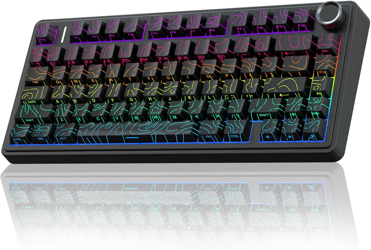 AULA F75 Pro Wireless Mechanical Keyboard,75% Hot Swappable Custom Keyboard with Knob,Rgb Backlit,Pre-Lubed Reaper Switches,Side Printed PBT Keycaps,2.4Ghz/Usb-C/Bt5.0 Mechanical Gaming Keyboards
