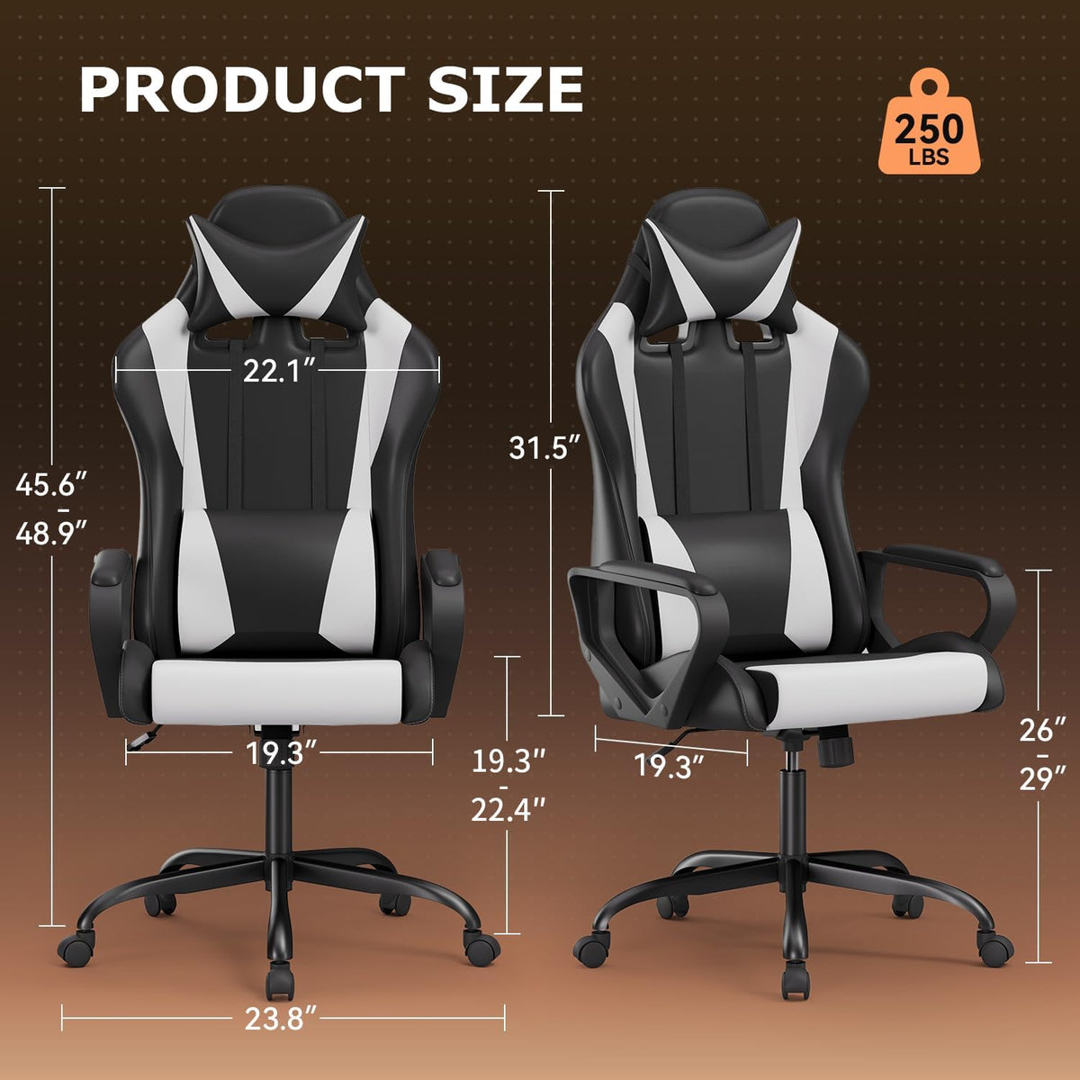 Bestoffice Ergonomic Gaming Chair for Adults, Video Game Chair, White
