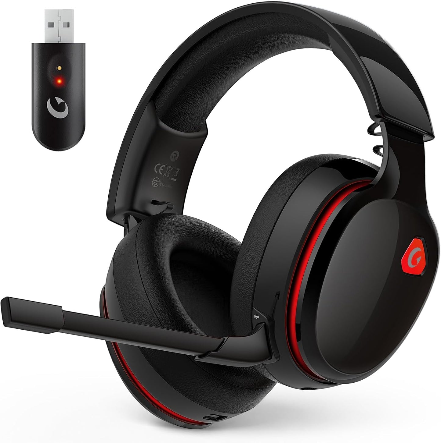 AOC 2.4Ghz Wireless Gaming Headset for PS5, PS4 Fortnite & Call of Duty/Fps Gamers, PC, Switch, Bluetooth 6.0 Gaming Headphones with Noise Canceling Mic, 7.1 Virtual Surround, 45Hr Battery -White