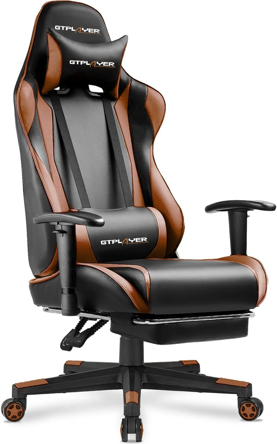 GTPLAYER Gaming Chair with Footrest, Ergonomic Computer Game Desk Chair, Reclining Gamer Chair Seat Height Adjustment, Swivel Rocker with Headrest and Lumbar (Blue)