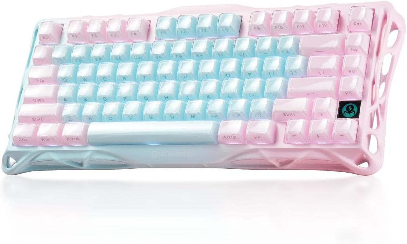 Gravastar Mercury K1 Lite 75% Gaming Keyboard, 2.4Ghz/Bt/Wired Tri-Mode Wireless Keyboard, Gasket Hot Swappable Mechanical Keyboard, Pre-Lubed Linear Switches, RGB Backlit【Transparent Black】