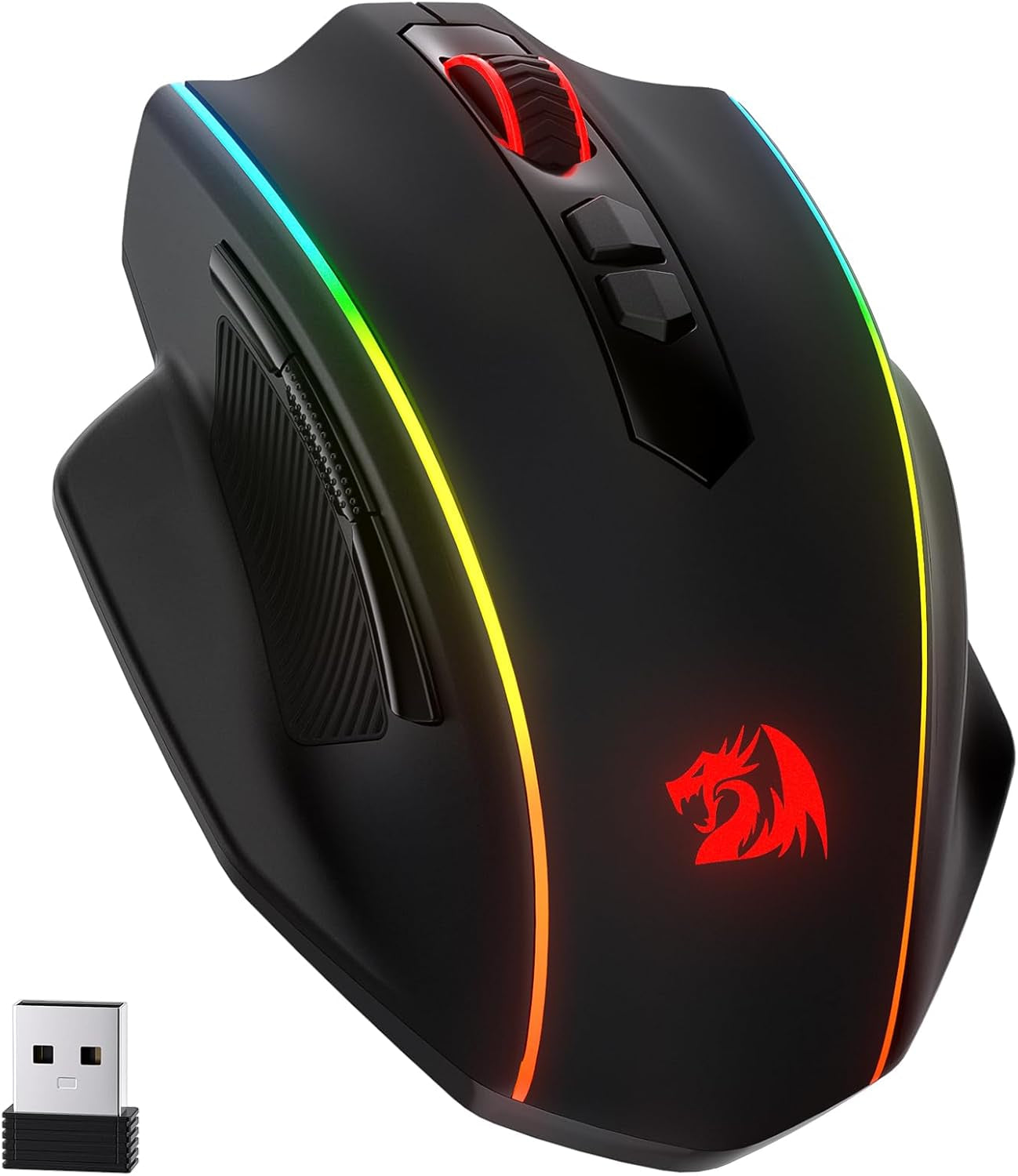 Redragon M686 Wireless Gaming Mouse, 16000 DPI Wired/Wireless Gamer Mouse with Professional Sensor, 45-Hour Reliable Power Capacity, Customizable Macro and RGB Backlight for Pc/Mac/Laptop