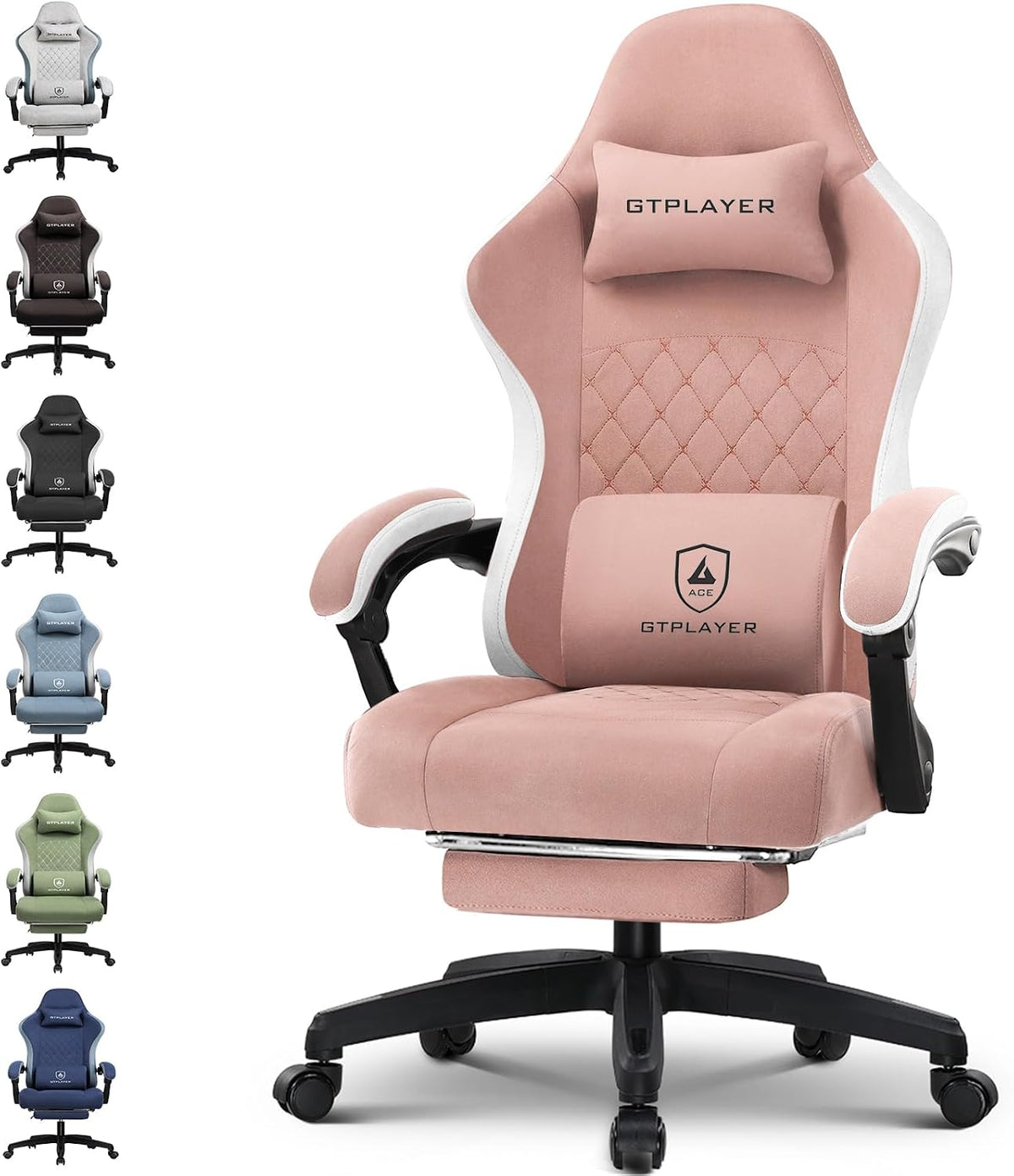 GTPLAYER Gaming Chair, Computer Office Chair with Pocket Spring Cushion, Linkage Armrests and Footrest, High Back Ergonomic Computer Chair with Lumbar Support Task Chair with Footrest(Black)