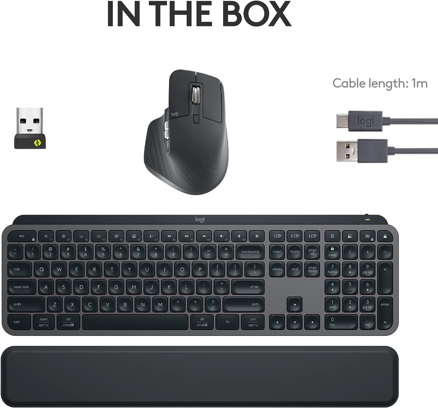Logitech MX Keys S Combo - Performance Wireless Keyboard and Mouse with Palm Rest, Customizable Illumination, Fast Scrolling, Bluetooth, USB C, for Windows, Linux, Chrome, Mac,Color Graphite.