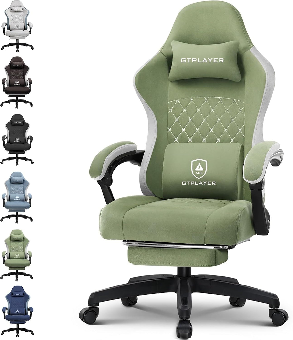 GTPLAYER Gaming Chair, Computer Office Chair with Pocket Spring Cushion, Linkage Armrests and Footrest, High Back Ergonomic Computer Chair with Lumbar Support Task Chair with Footrest(Black)