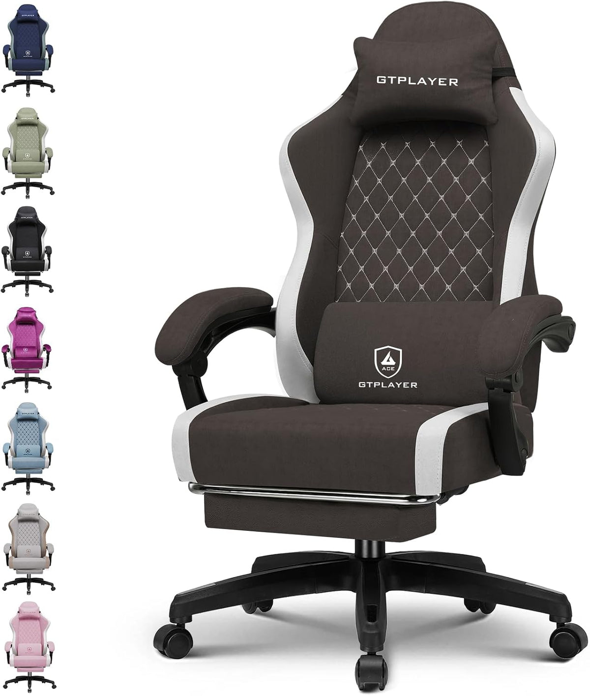 GTPLAYER Gaming Chair, Computer Office Chair with Pocket Spring Cushion, Linkage Armrests and Footrest, High Back Ergonomic Computer Chair with Lumbar Support Task Chair with Footrest(Black)