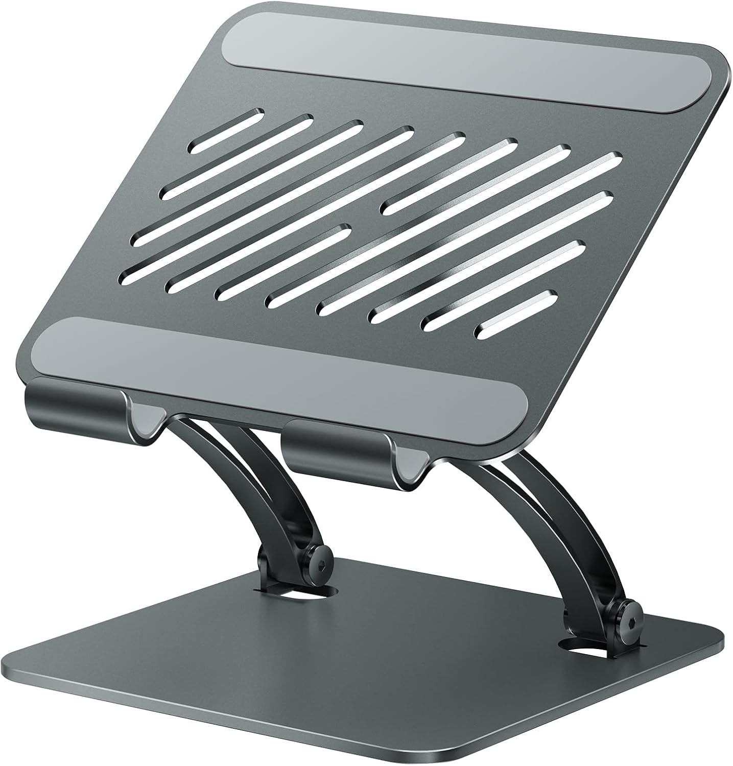Tounee Tablet Holder Stand, Dual Rod Adjustable Aluminum Desktop Stand, Compatible with 4.7-16.9" Ipads, Surface Tablets, Portable Monitors, Kindle & More (Gray)