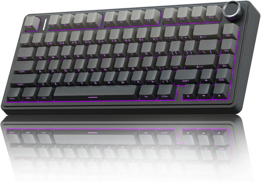 AULA F75 Pro Wireless Mechanical Keyboard,75% Hot Swappable Custom Keyboard with Knob,Rgb Backlit,Pre-Lubed Reaper Switches,Side Printed PBT Keycaps,2.4Ghz/Usb-C/Bt5.0 Mechanical Gaming Keyboards