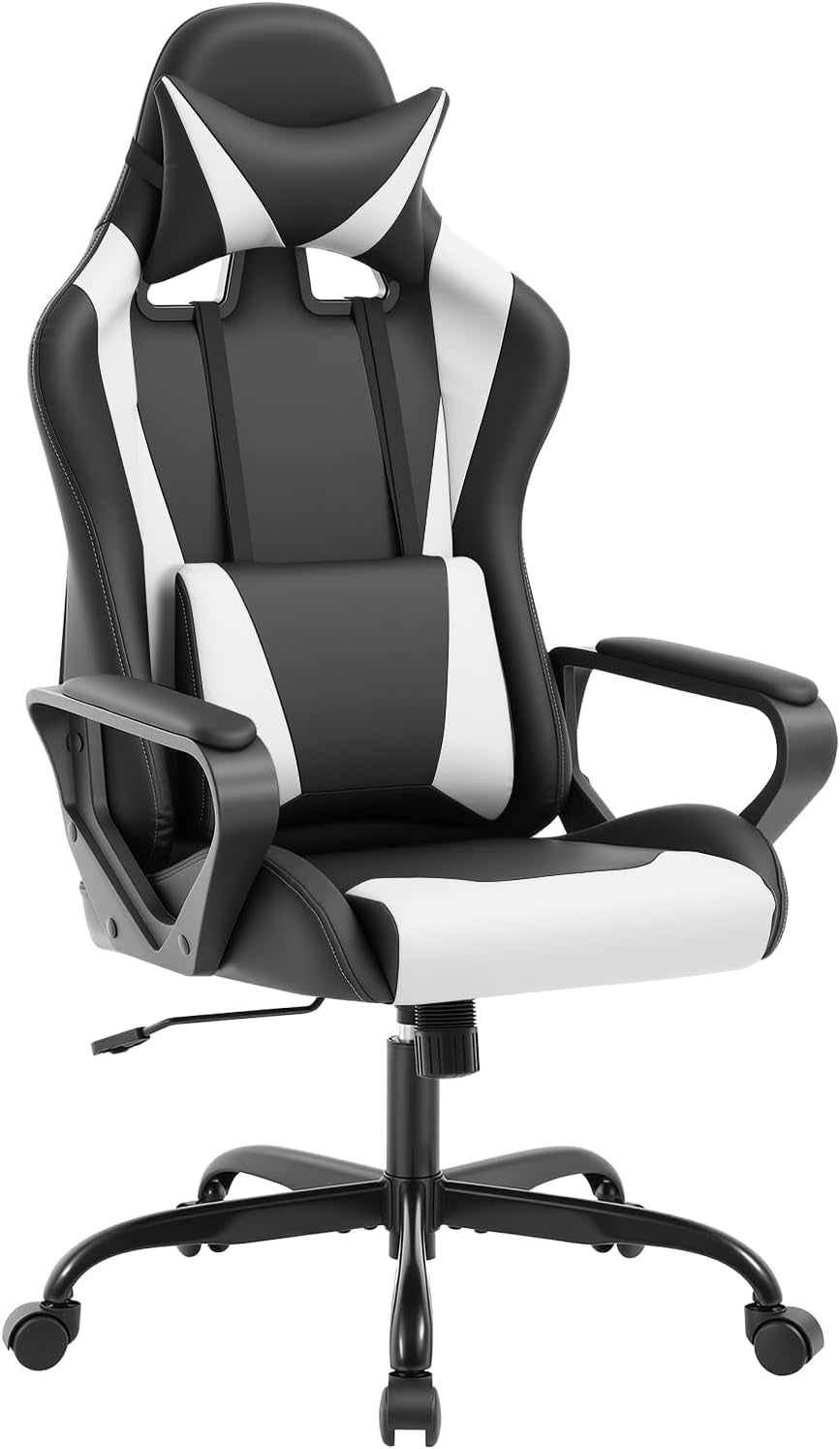 Bestoffice Ergonomic Gaming Chair for Adults, Video Game Chair, White