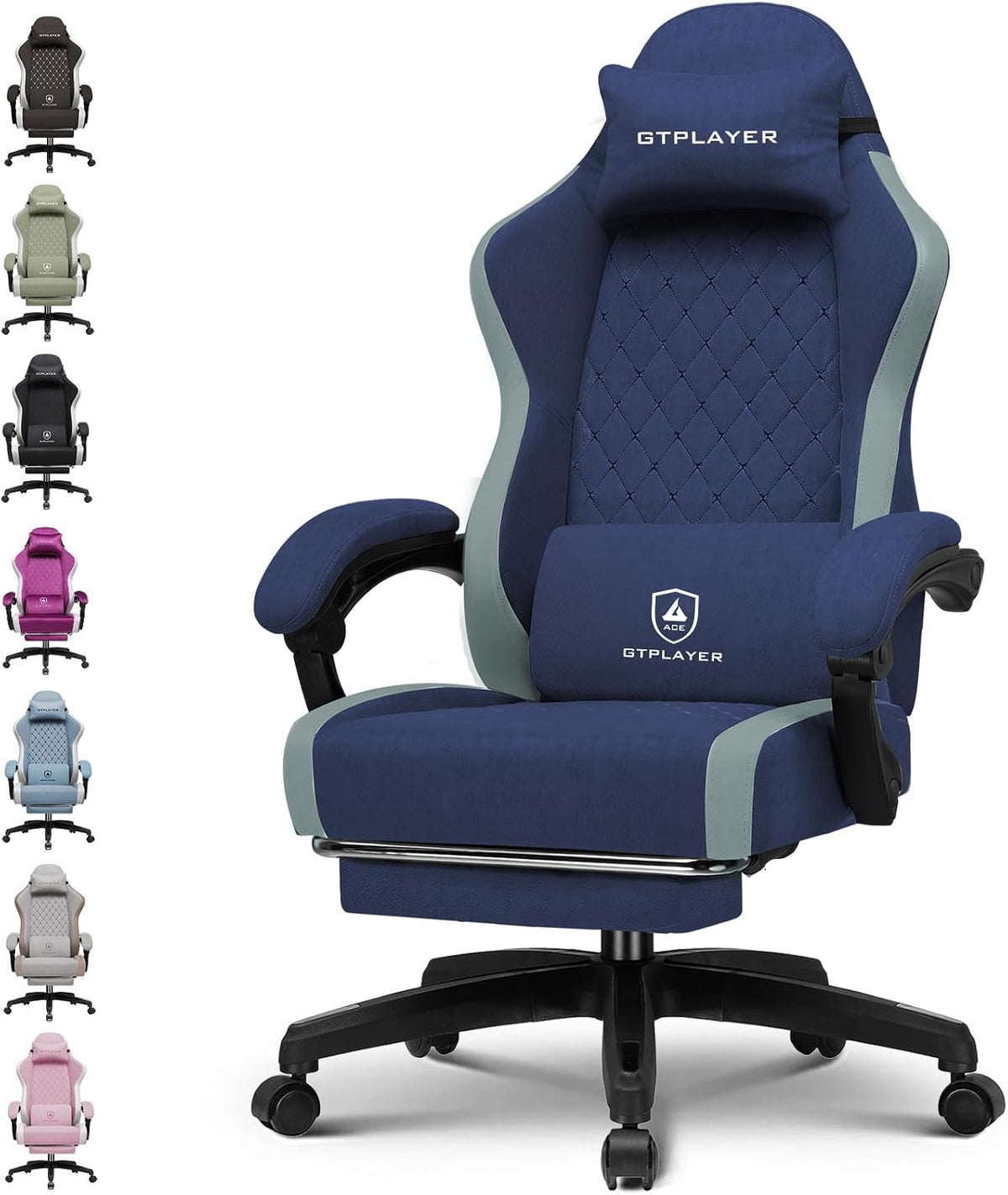 GTPLAYER Gaming Chair, Computer Office Chair with Pocket Spring Cushion, Linkage Armrests and Footrest, High Back Ergonomic Computer Chair with Lumbar Support Task Chair with Footrest(Black)