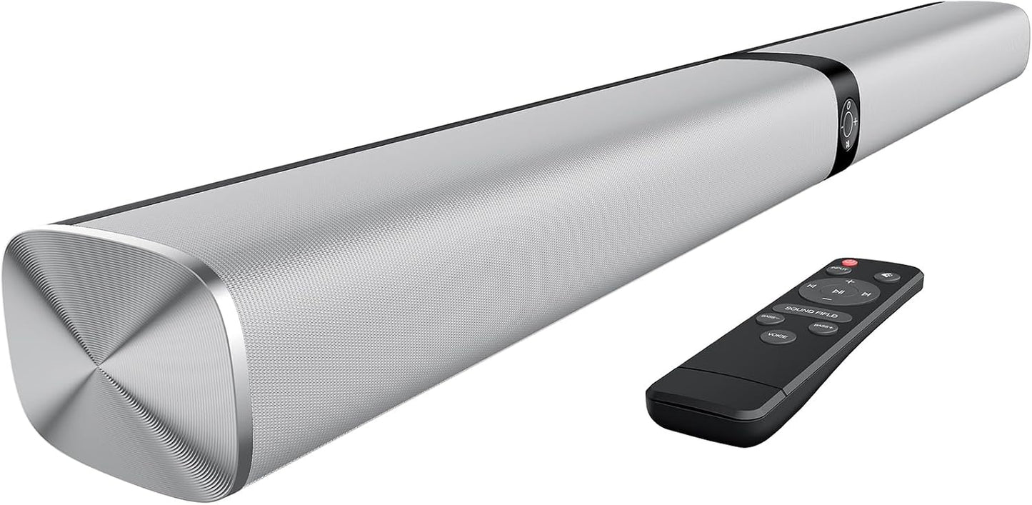 Sound Bar for Smart TV, Soundbar with Bluetooth/Arc/Opt/Aux Connect, Auto Volume Boost, 3 Equalizer Modes, 2 in 1 Detachable Soundbar for Tv/Pc/Gaming/Projectors